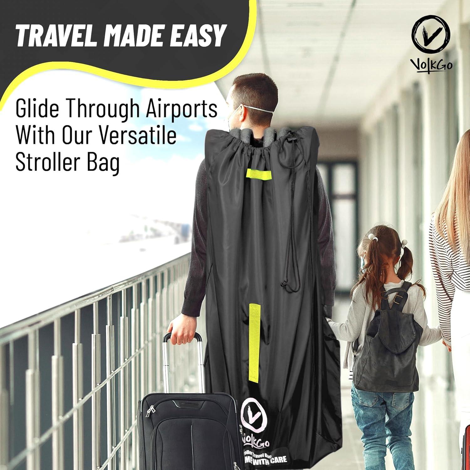Bolsa de Cochecito Extra Grande Volkgo para Viaje Aéreo - Negro