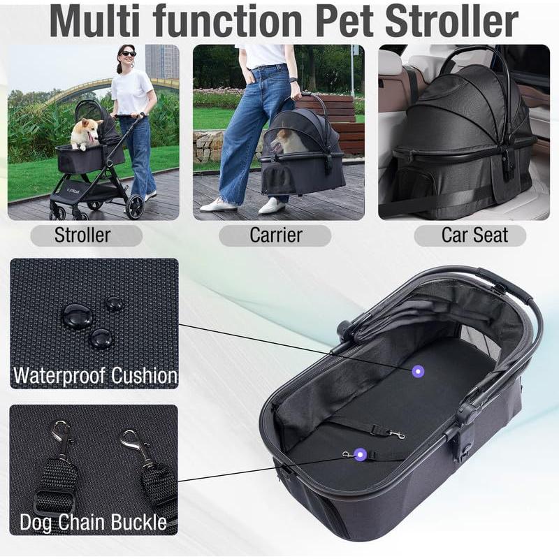 Carrito para Mascotas Tumitpet 2 en 1 Plegable Negro 15 kg