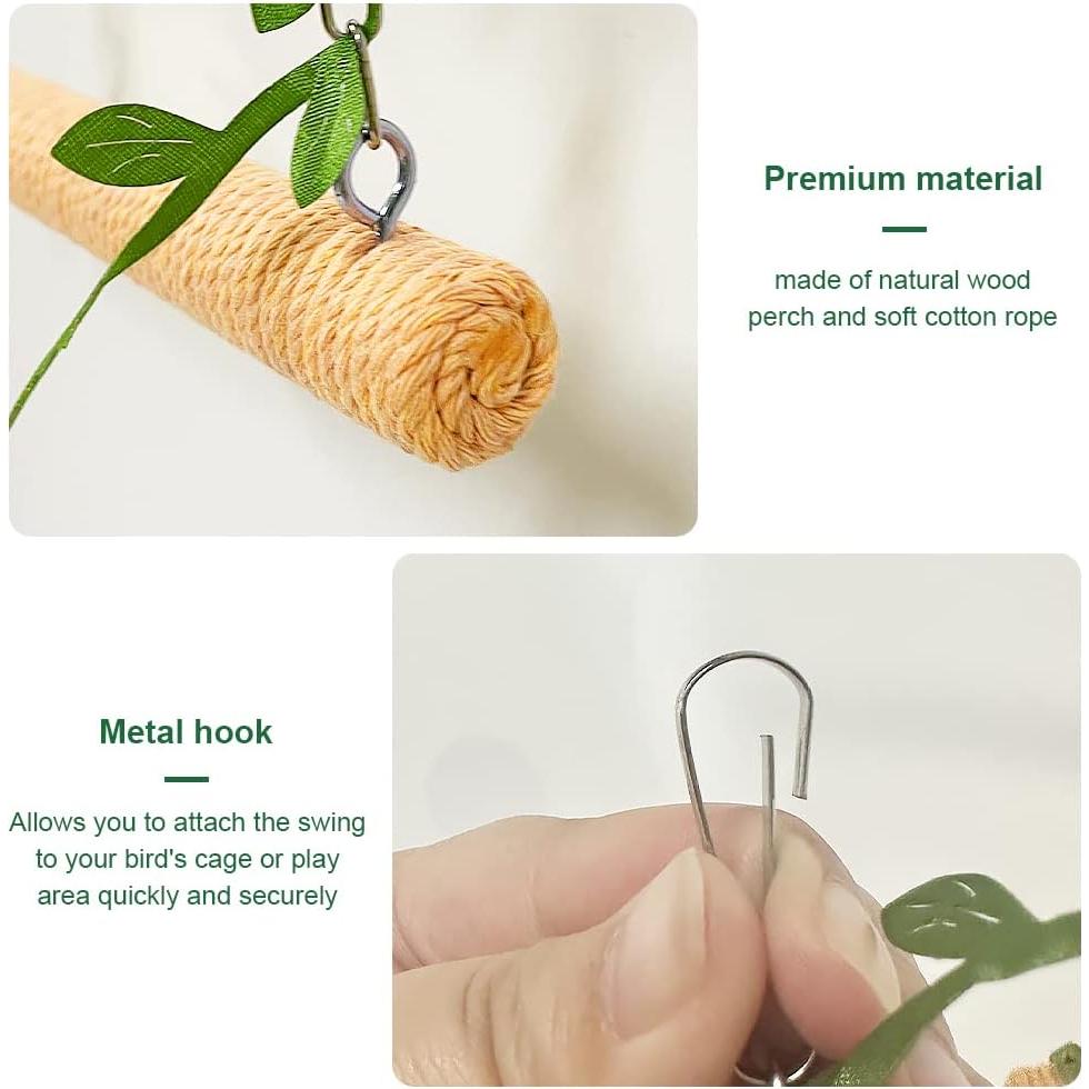 Columpio de Madera para Aves La La Pet 15 cm con Cuerda