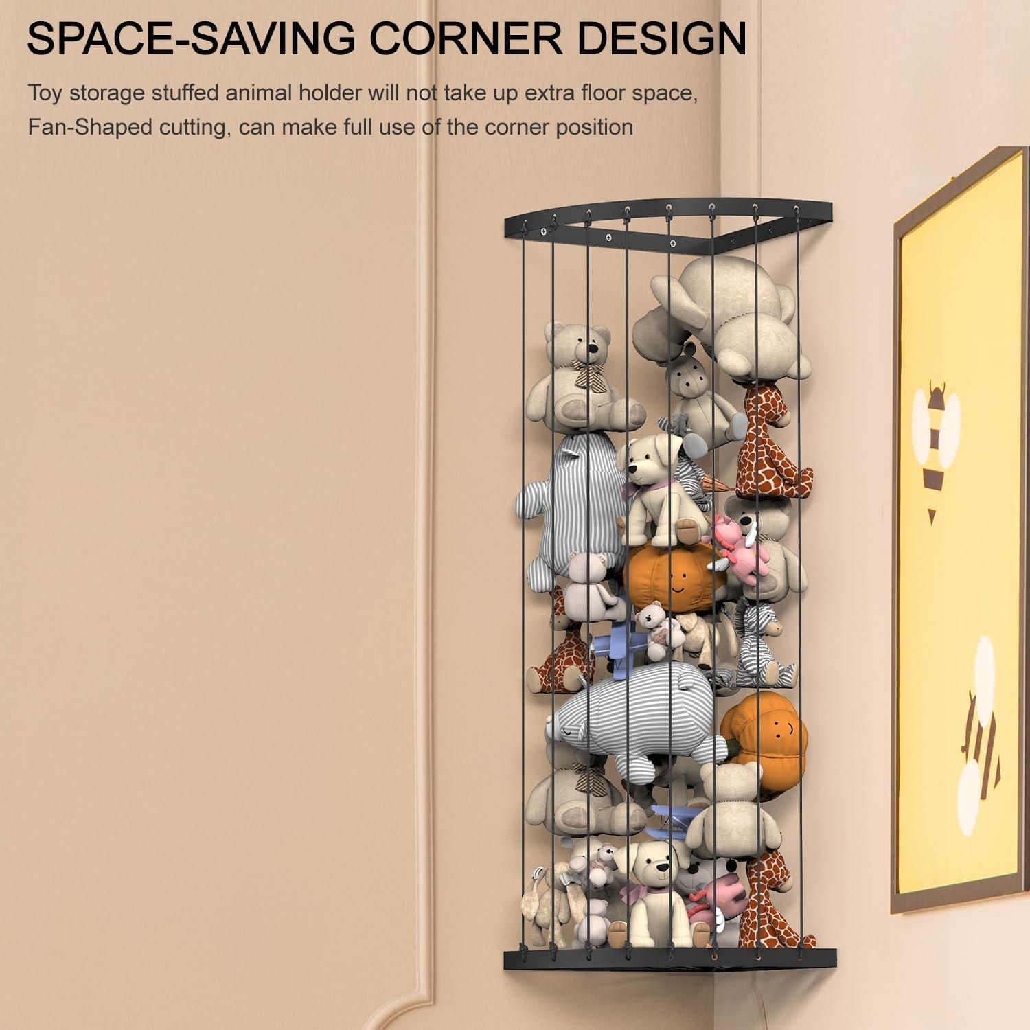 Organizador de Animales de Peluche Ebeneze, Negro, Ajustable 87-150 cm