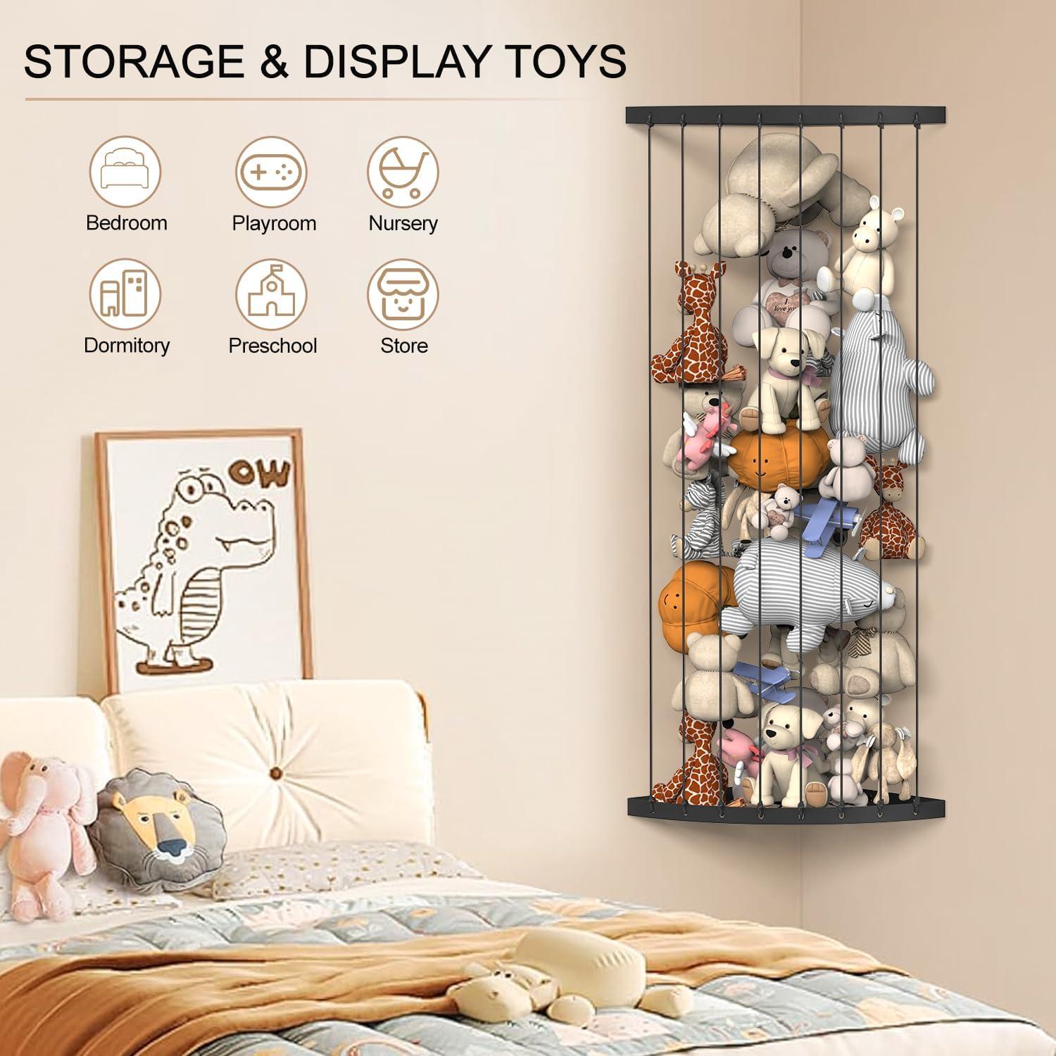 Organizador de Animales de Peluche Ebeneze, Negro, Ajustable 87-150 cm