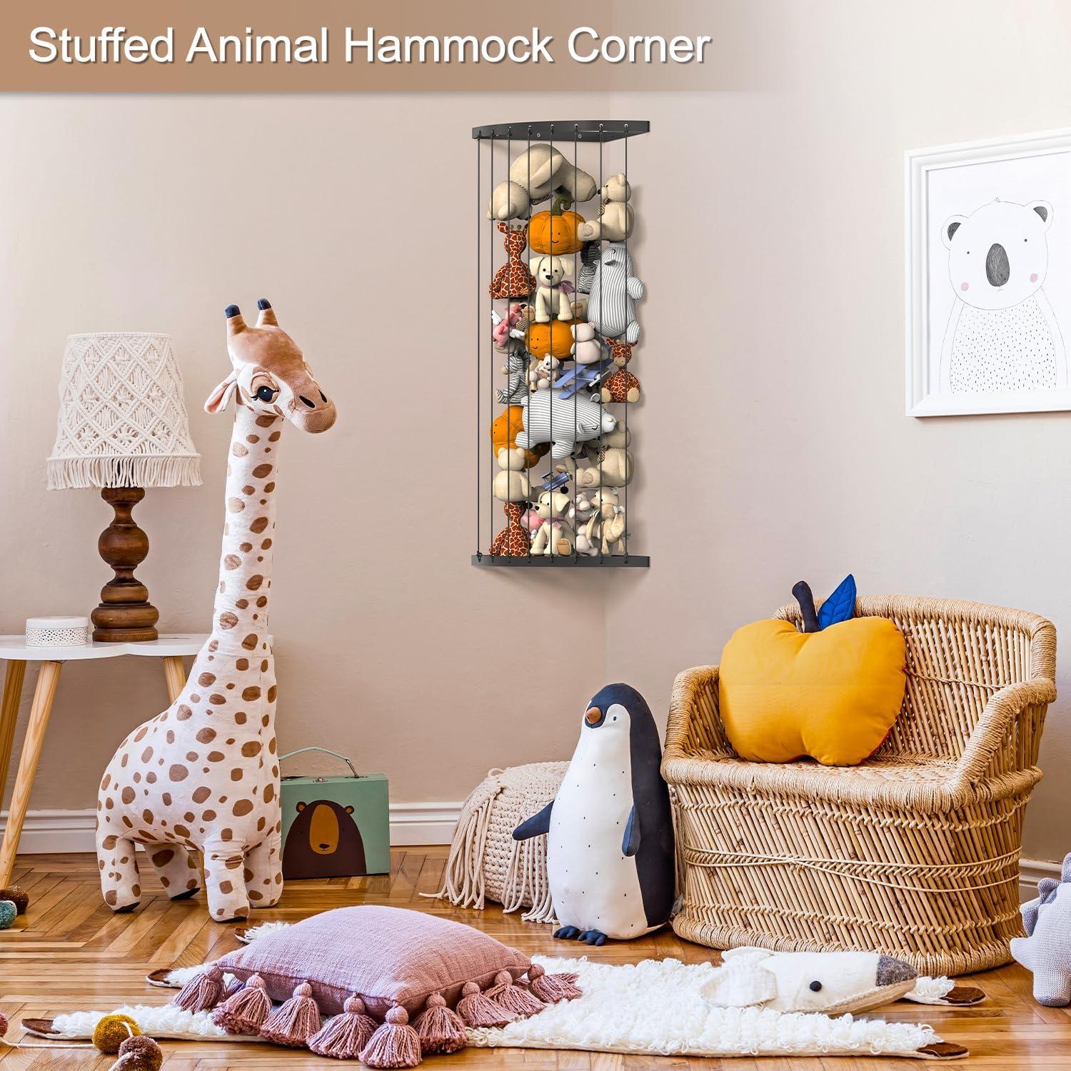 Organizador de Animales de Peluche Ebeneze, Negro, Ajustable 87-150 cm