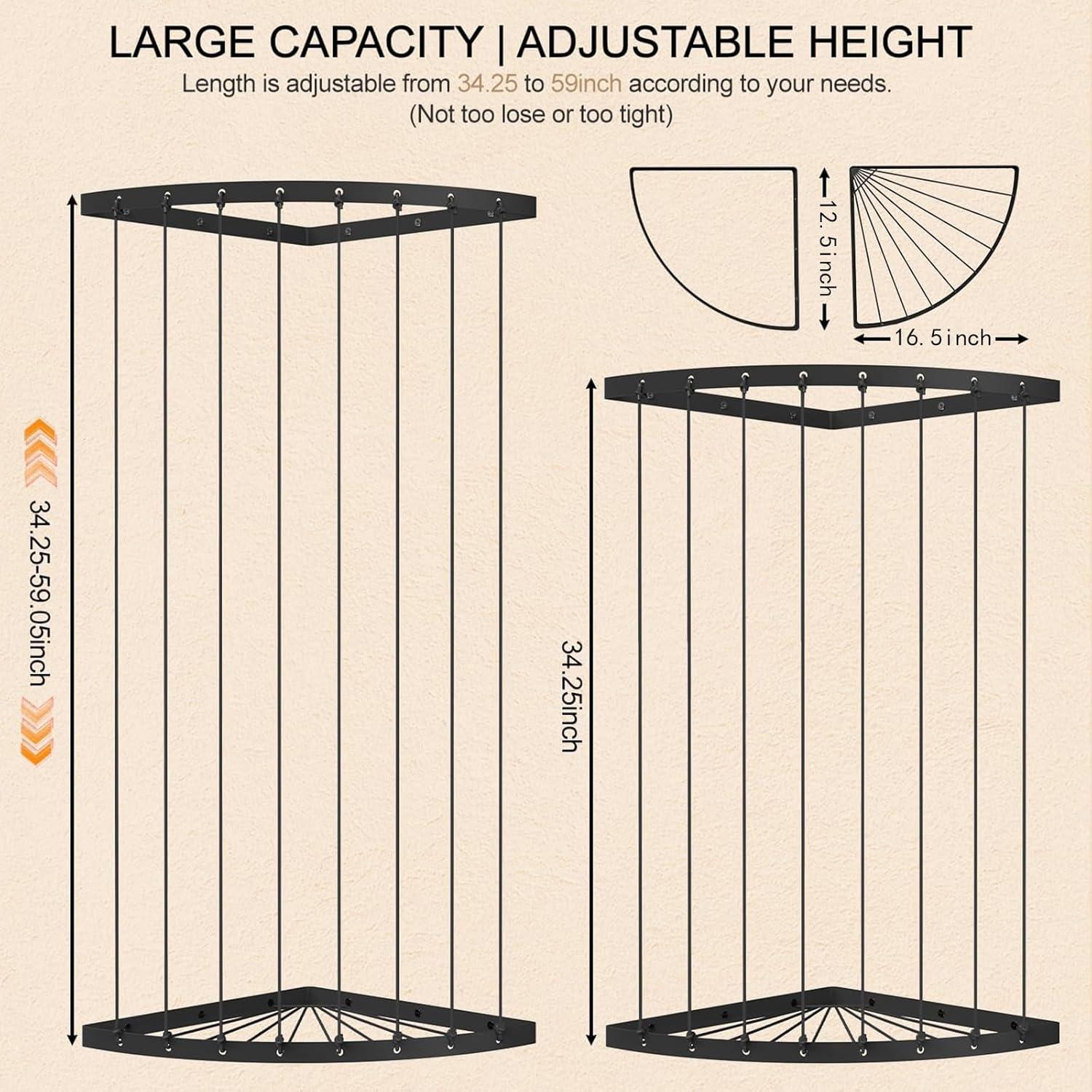 Organizador de Animales de Peluche Ebeneze, Negro, Ajustable 87-150 cm