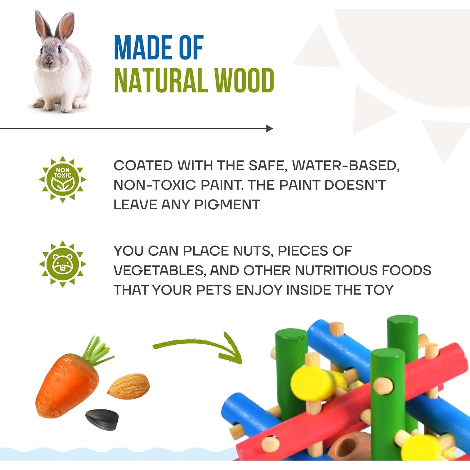 Juguete de Madera Natural para Mascotas Pequeñas Trustic