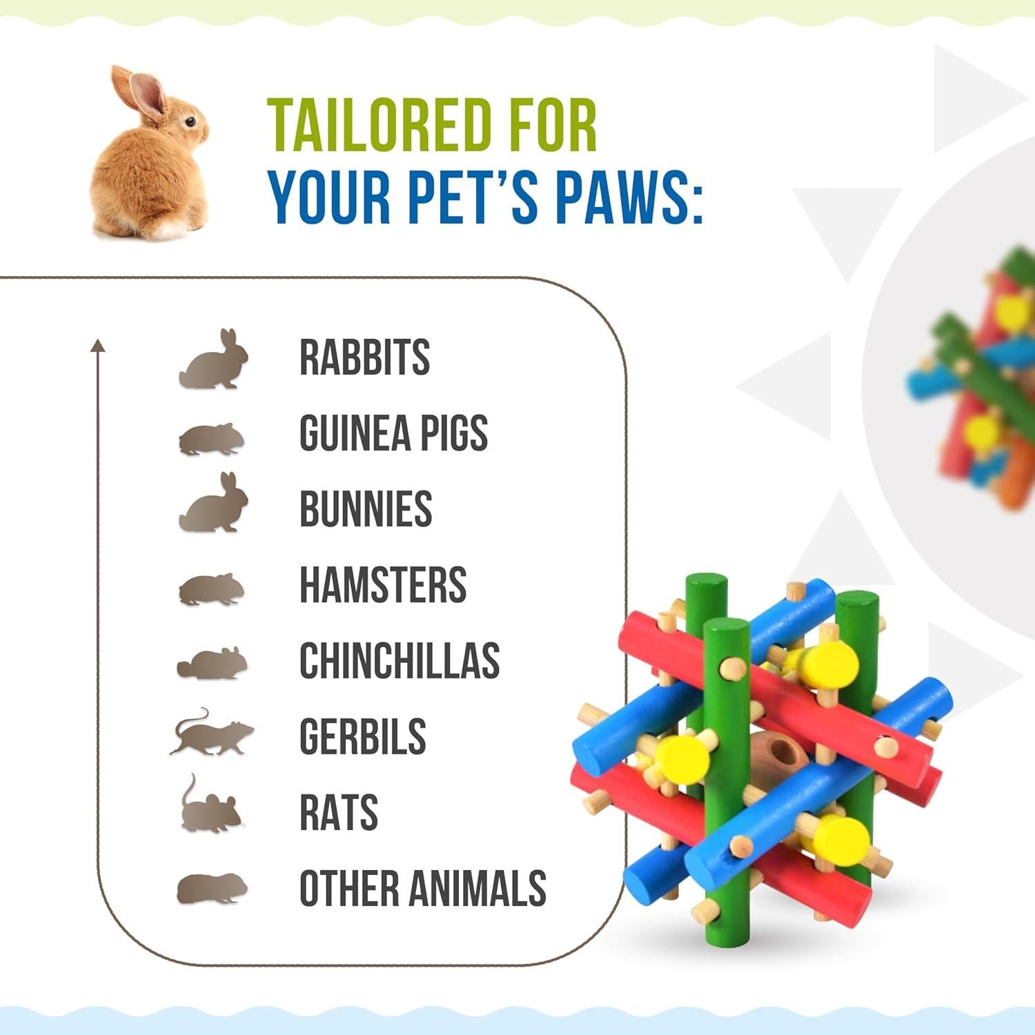 Juguete de Madera Natural para Mascotas Pequeñas Trustic