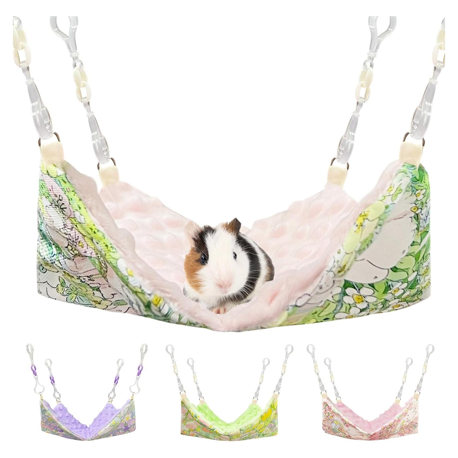 Hamaca para Ratas y Hámsters Fnaobai 25x25 cm Floral Verde