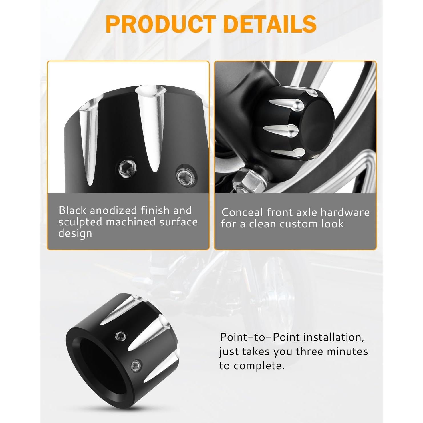 Tapa de Tuerca del Eje Delantero PBYMT Negra CNC Aluminio