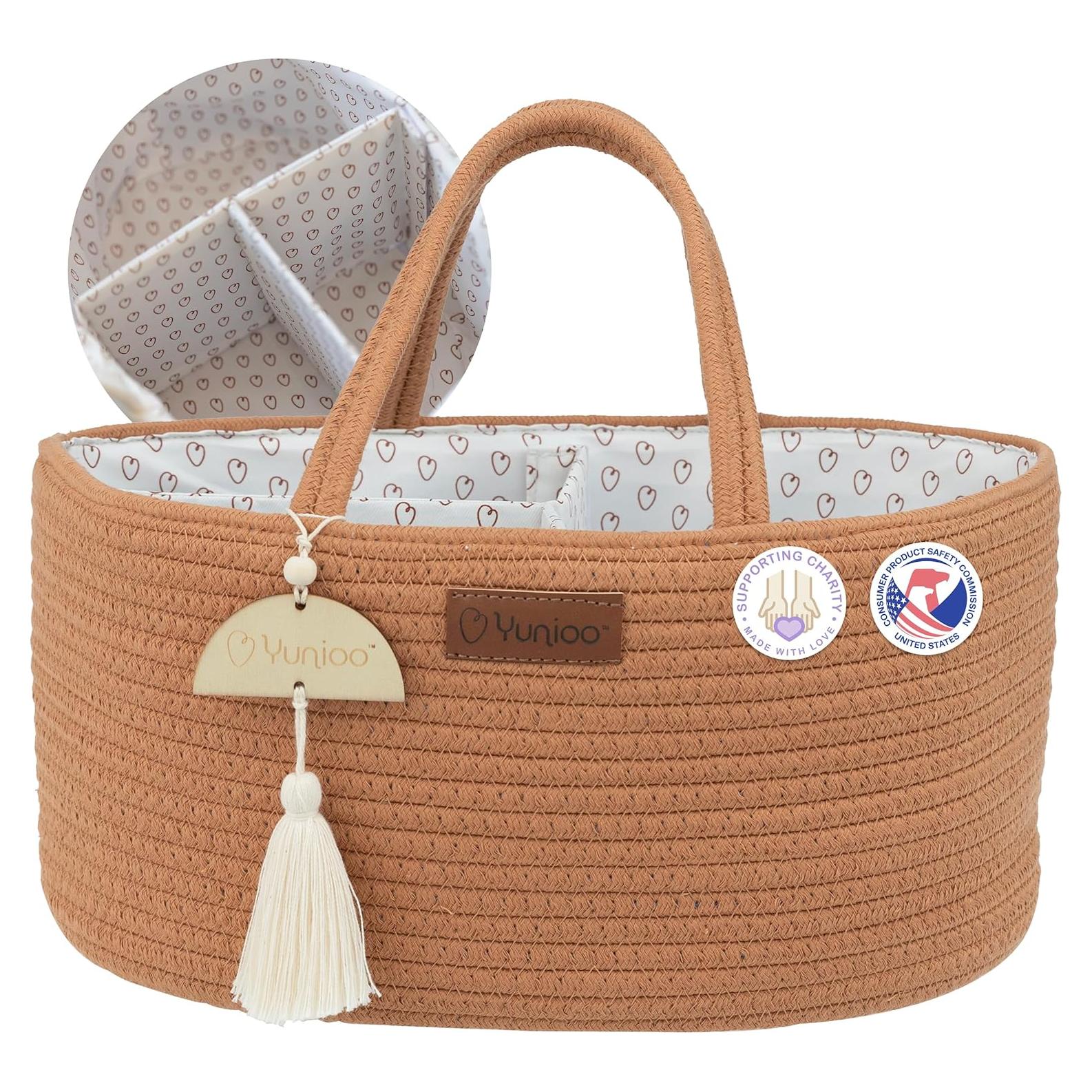 Caddy Organizador de Pañales Yunioo Ladrillo Algodón 35.5x22.9x17.8cm