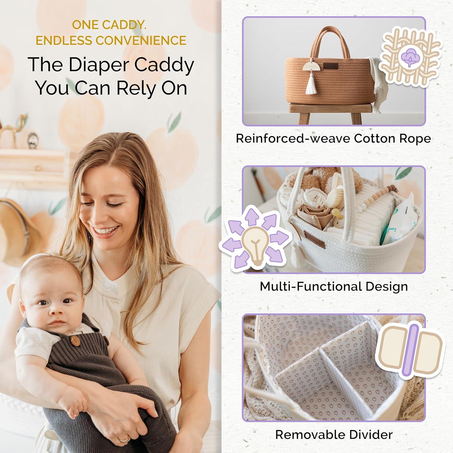 Caddy Organizador de Pañales Yunioo Ladrillo Algodón 35.5x22.9x17.8cm