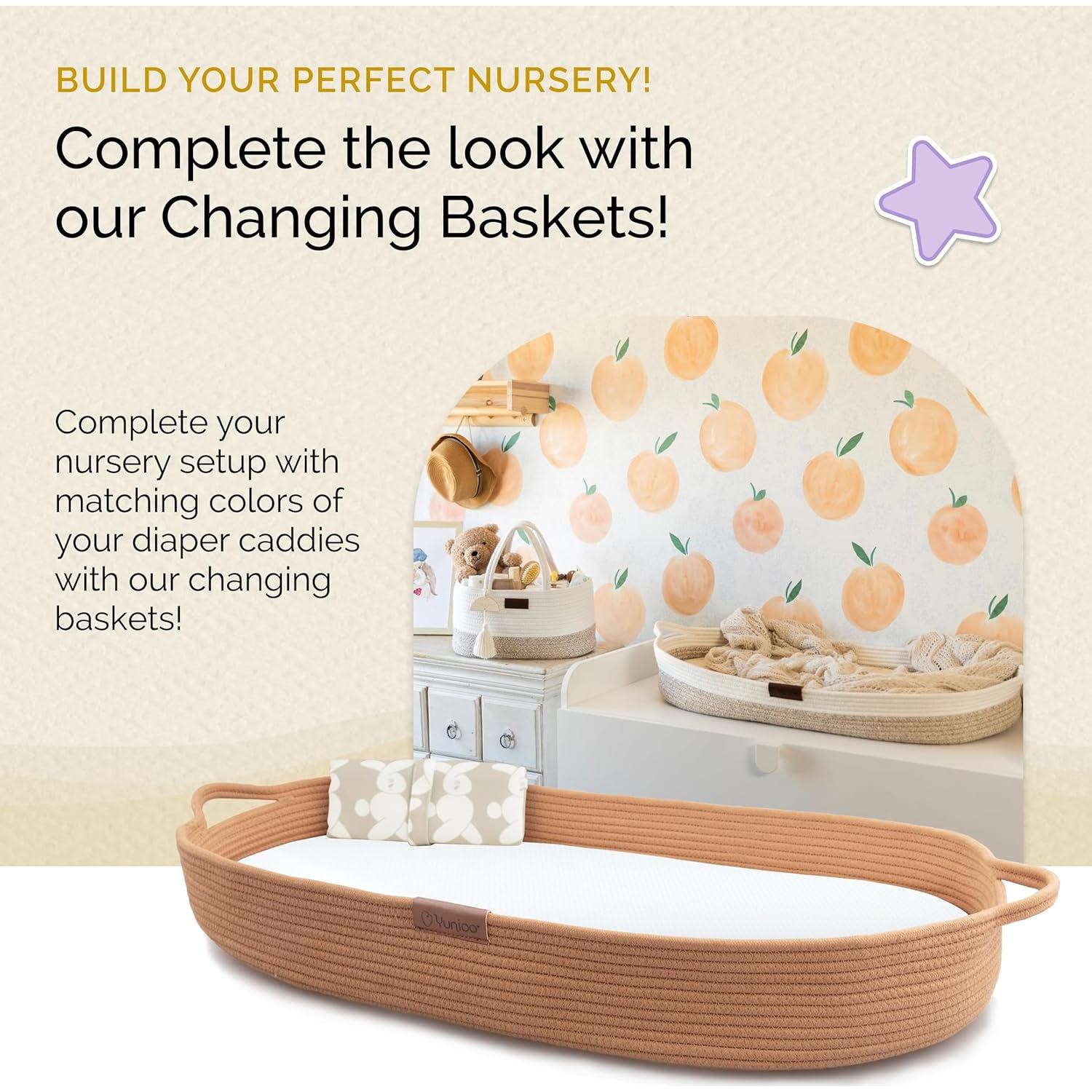 Caddy Organizador de Pañales Yunioo Ladrillo Algodón 35.5x22.9x17.8cm