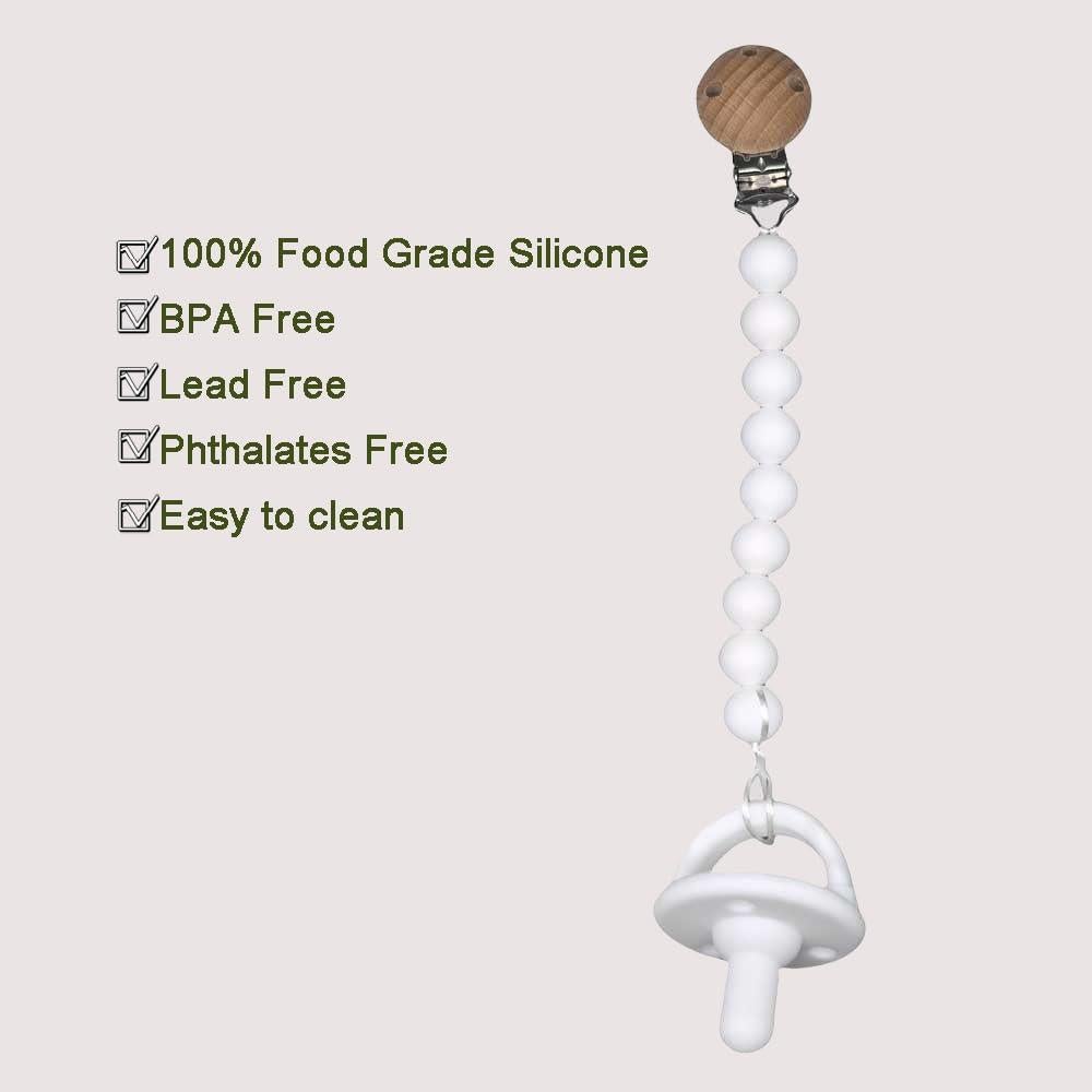 Clip de Chupete de Silicona para Bebé - Libre de BPA - 2 Piezas