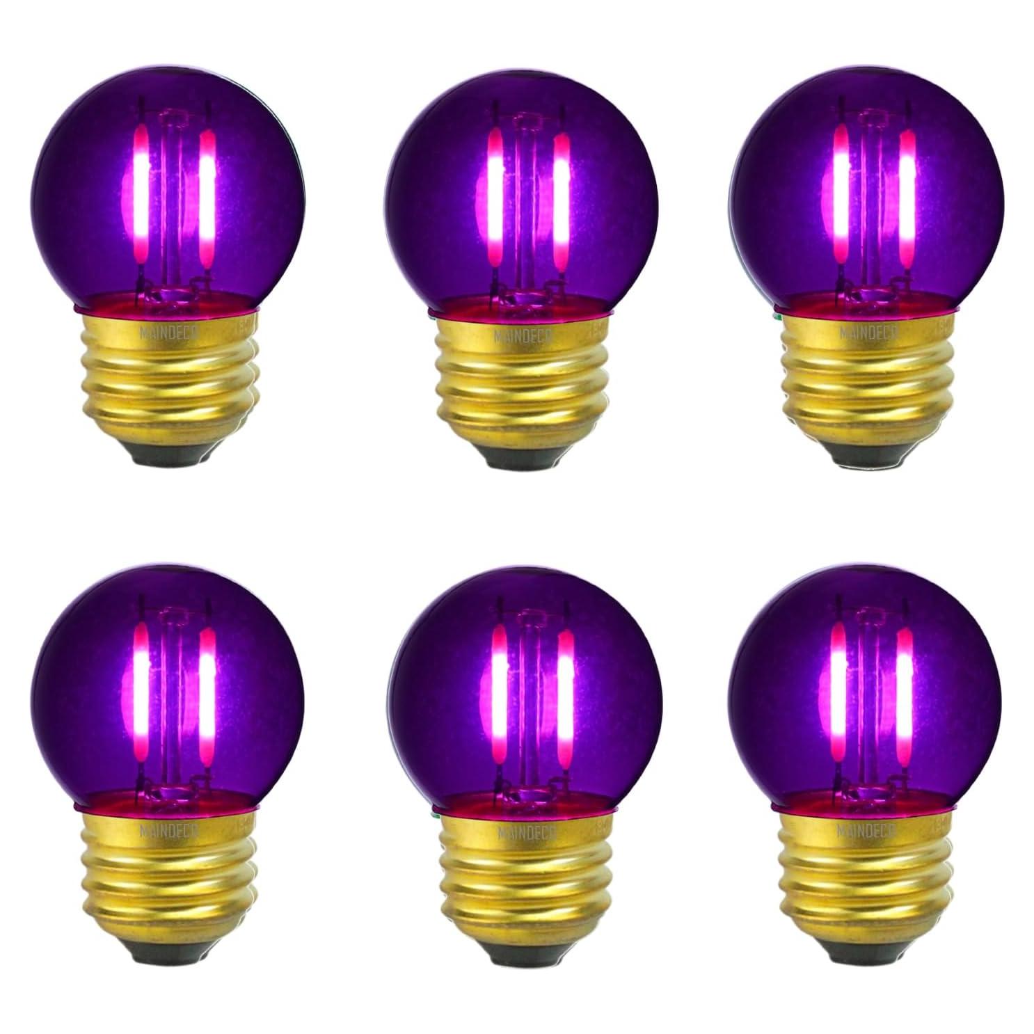 Bombilla LED Mini Globo 1W E26 Violeta 40mm Paquete de 6
