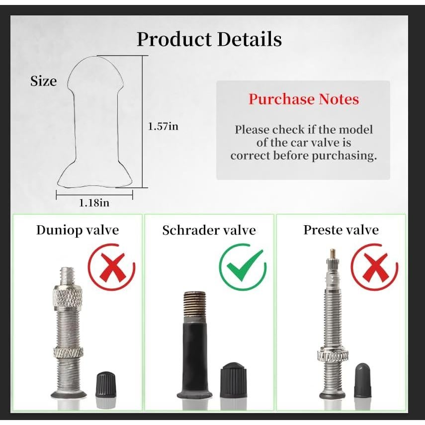 Tapa de Válvula Divertida Lymocsu 4PCS Negro Ajuste Universal