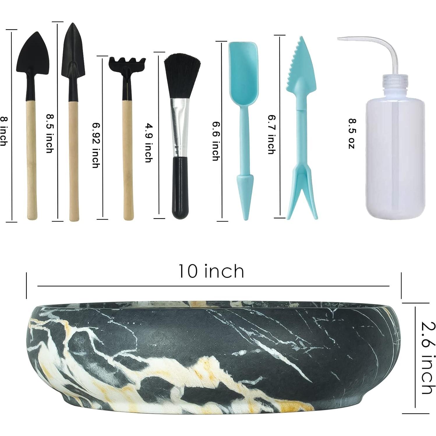 Maceta Suculenta Cerámica Mármol ARTKETTY 25.4cm con Drenaje