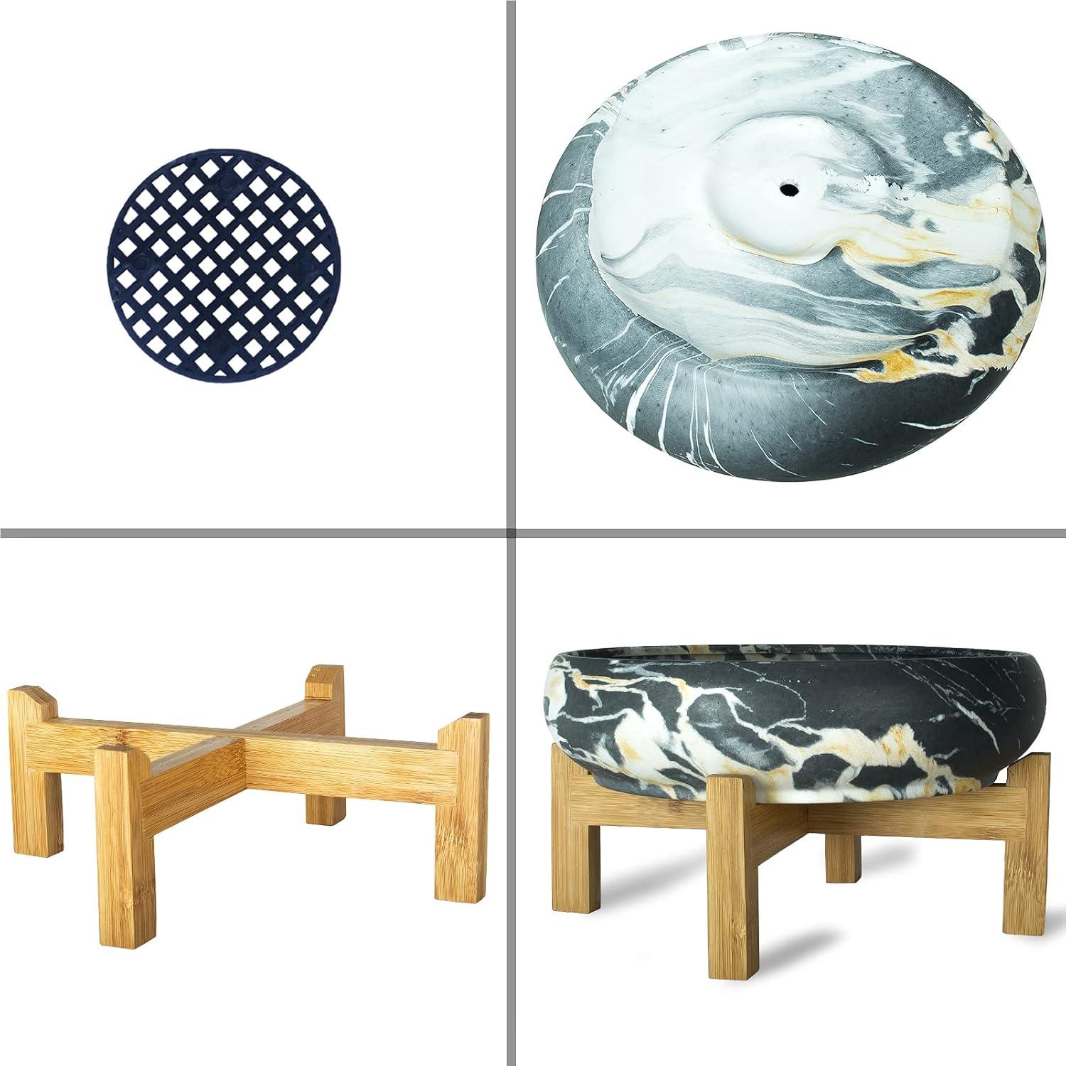 Maceta Suculenta Cerámica Mármol ARTKETTY 25.4cm con Drenaje