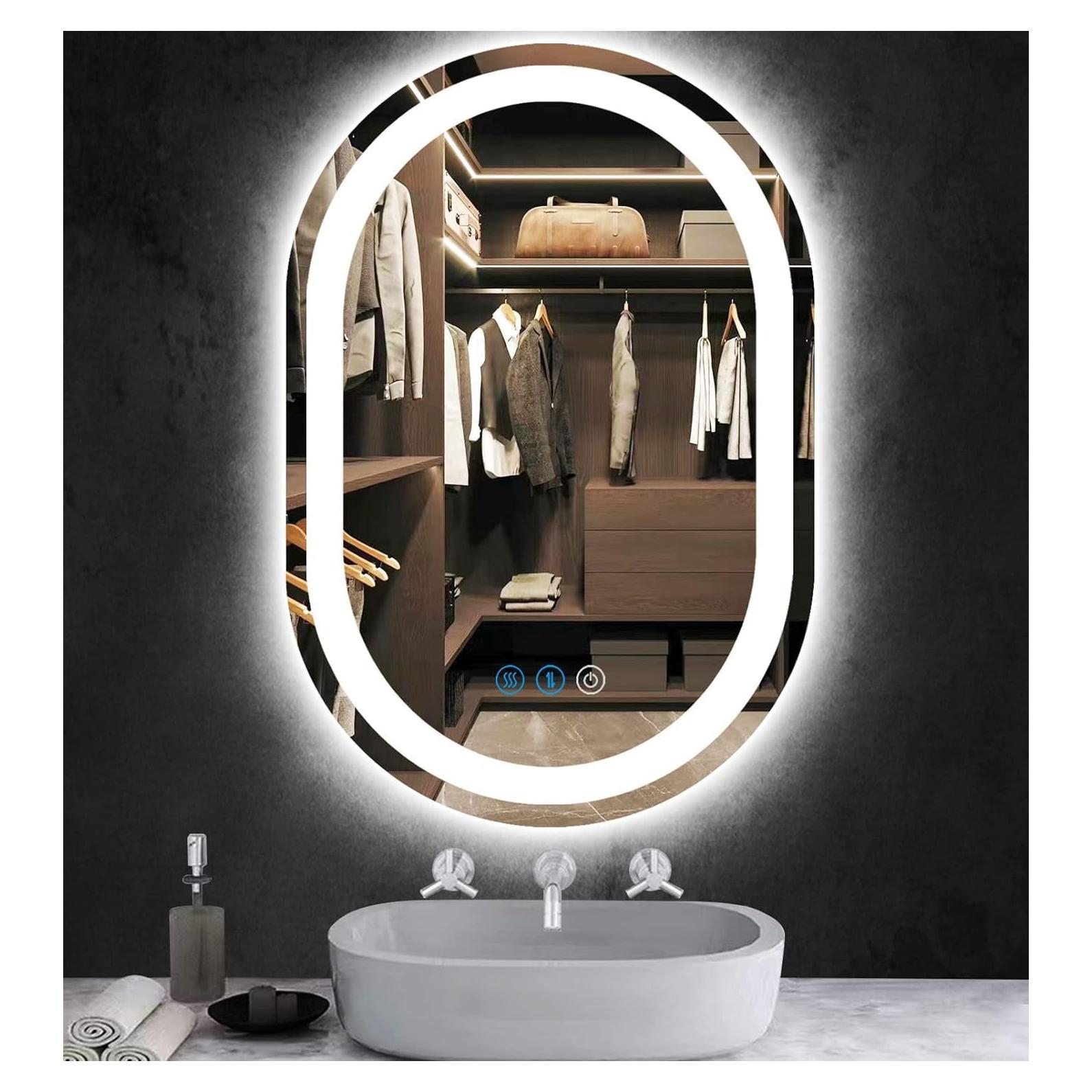 Espejo Ovalado LED THEKLA 61x40.6 cm con 3 Luces Regulables