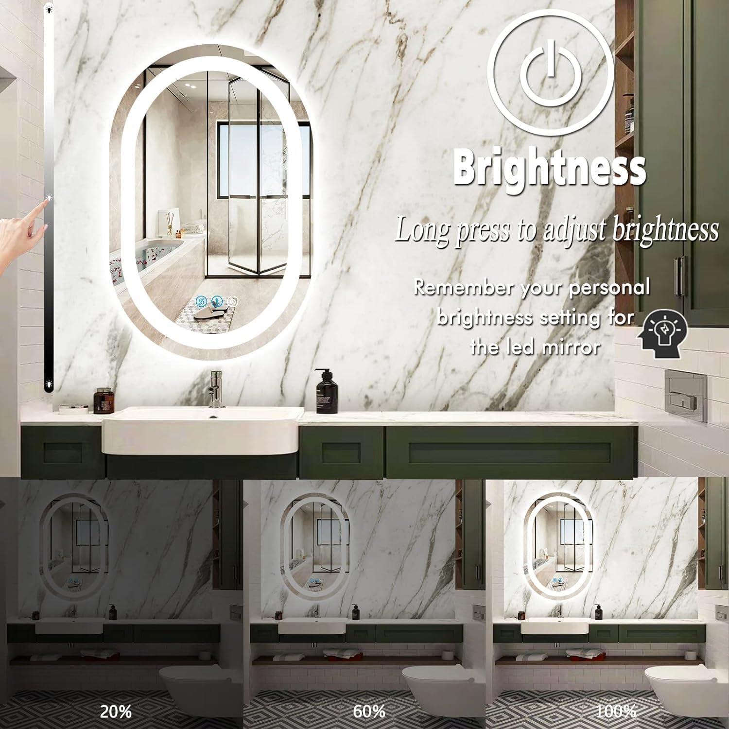 Espejo Ovalado LED THEKLA 61x40.6 cm con 3 Luces Regulables