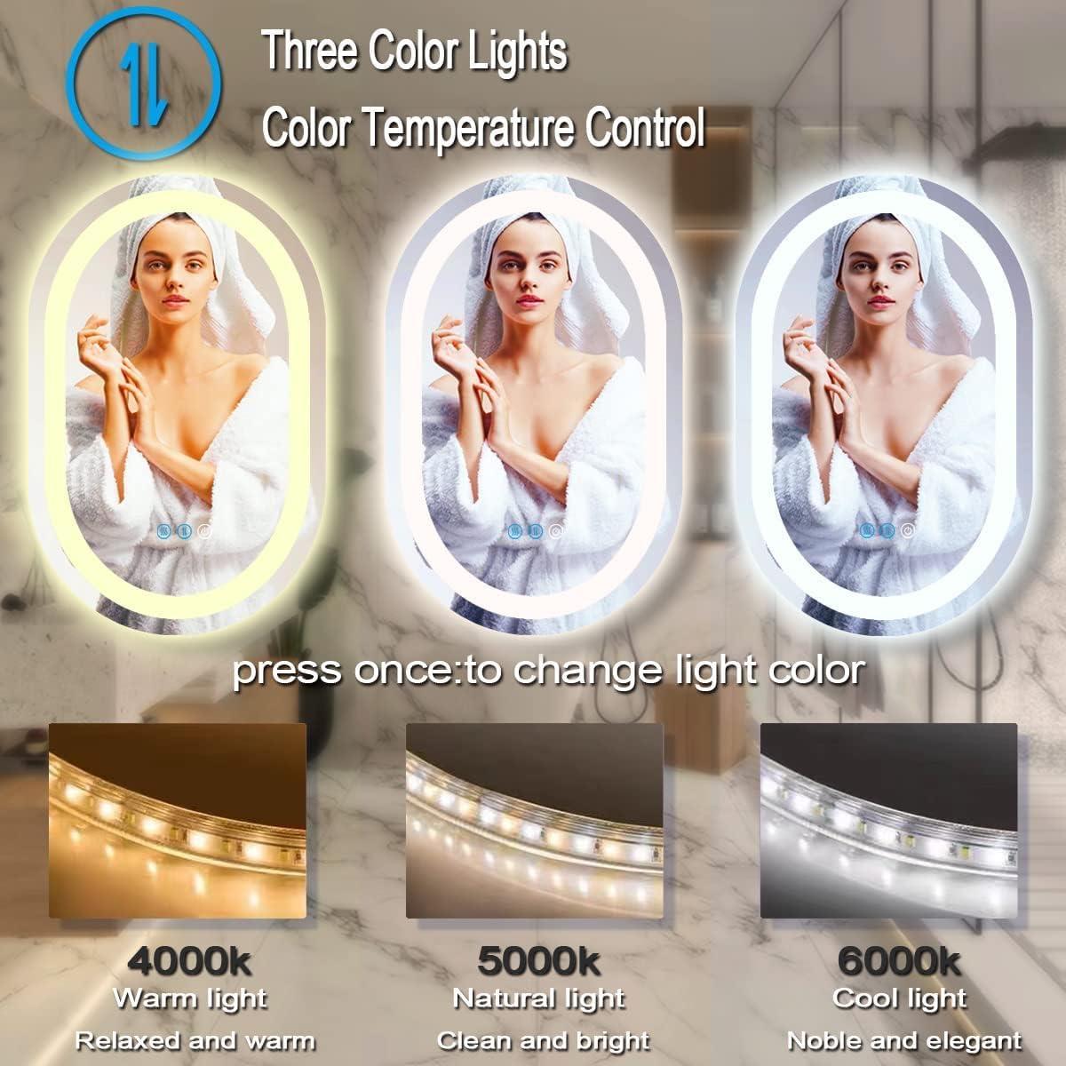 Espejo Ovalado LED THEKLA 61x40.6 cm con 3 Luces Regulables