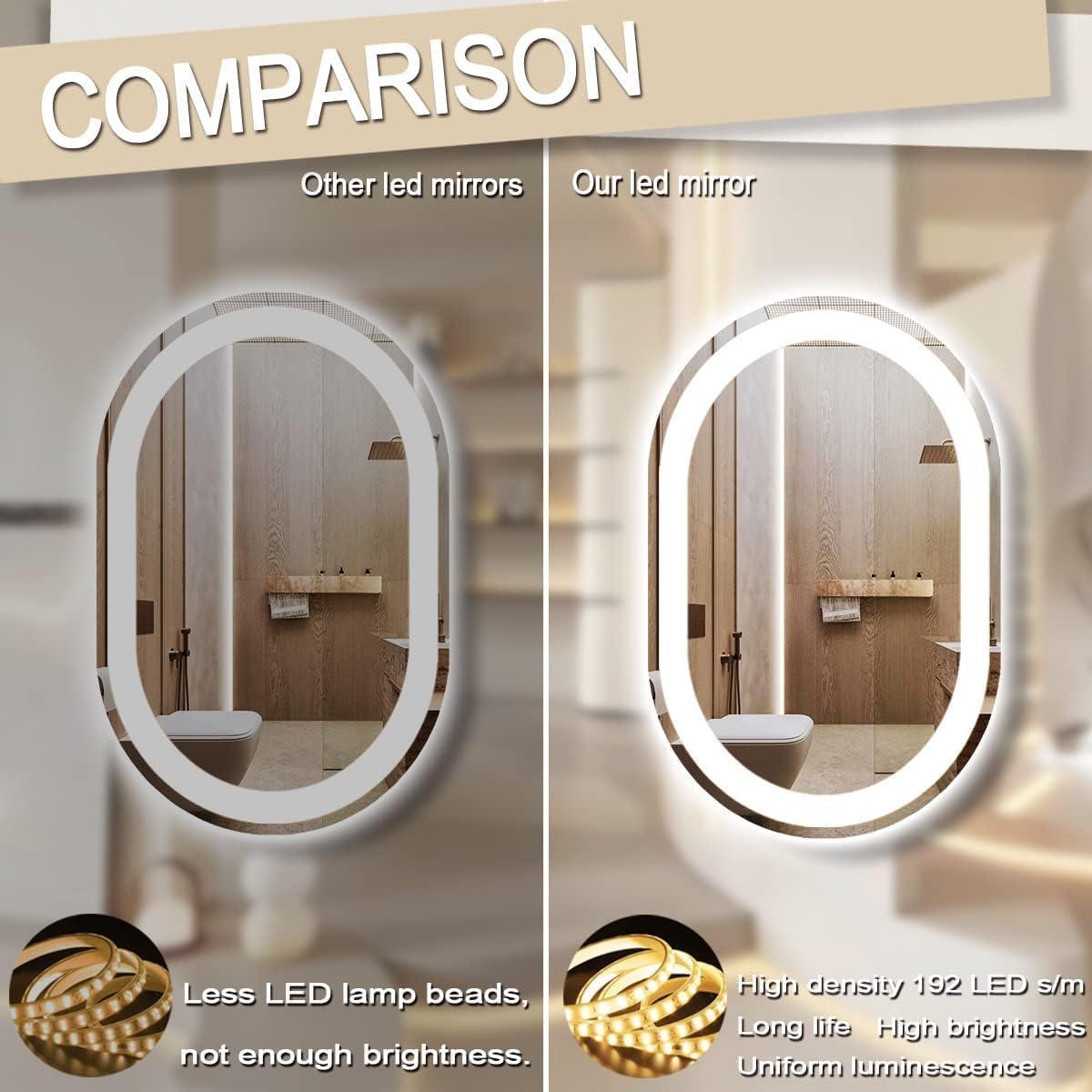 Espejo Ovalado LED THEKLA 61x40.6 cm con 3 Luces Regulables