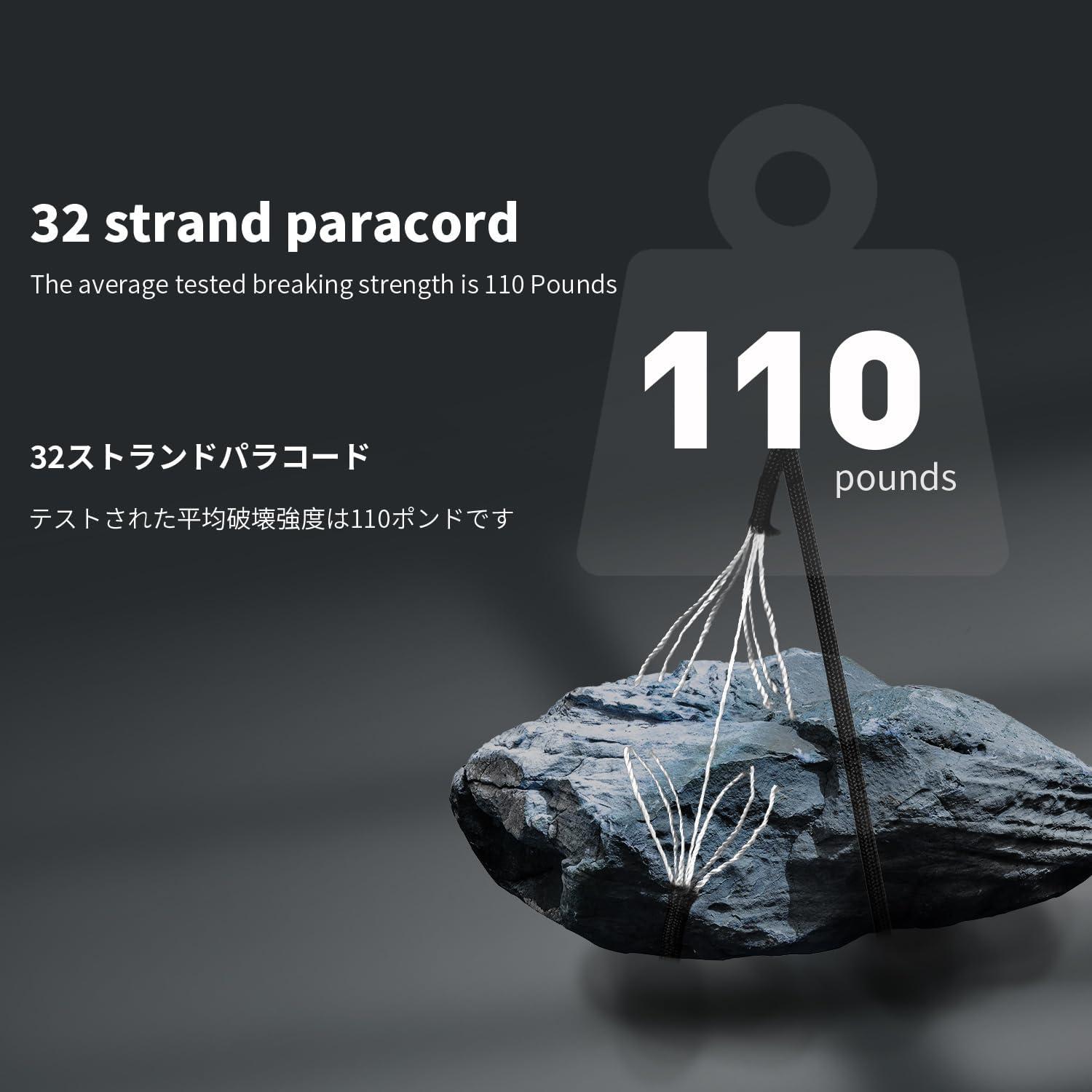 Cuerda Paracord 4mm YCZS 110 lb Resistente para Camping