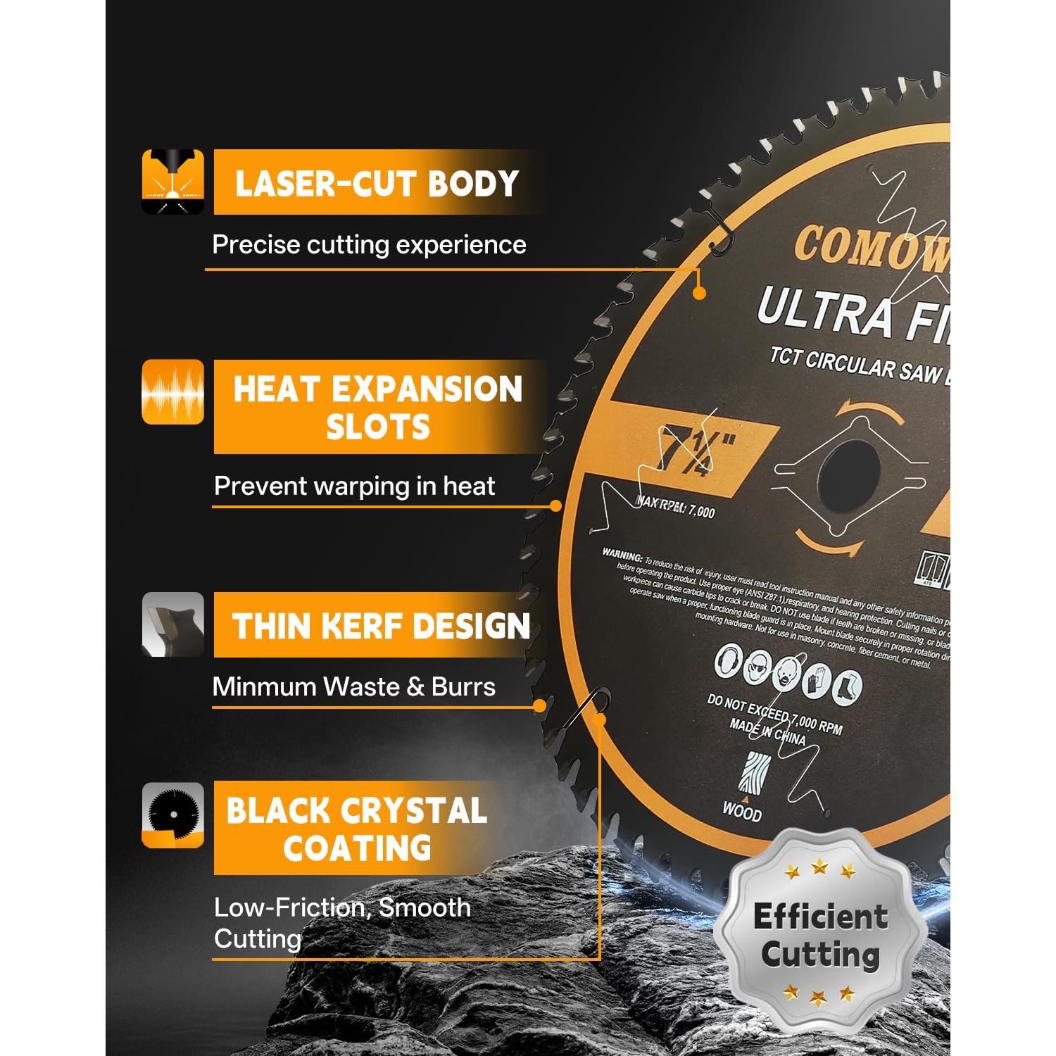 Hoja de Sierra Circular COMOWARE 7 1/4" 60T Carburo TCT