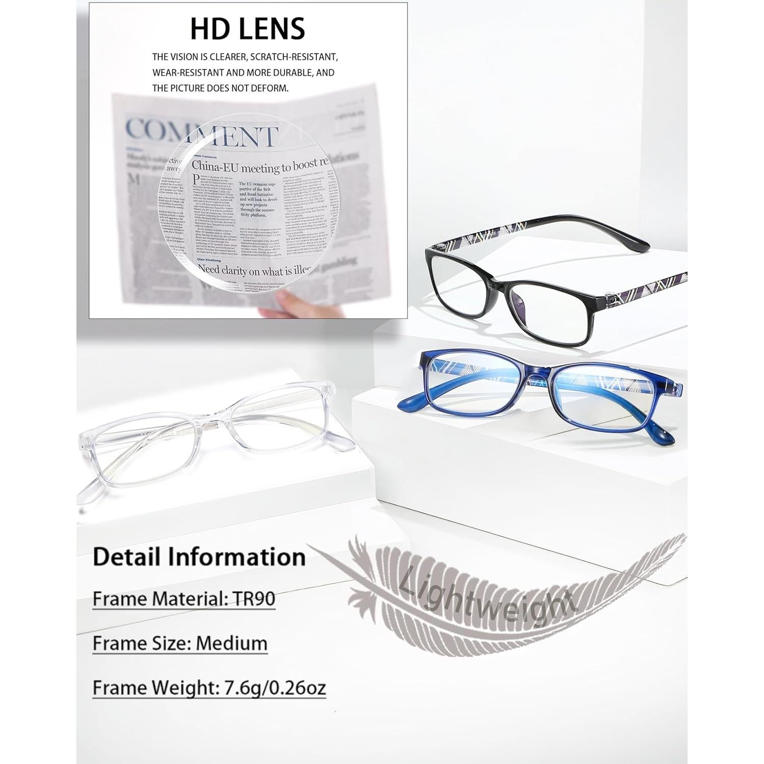 Gafas de lectura EYEURL unisex - Bloqueo luz azul - Paquete 3