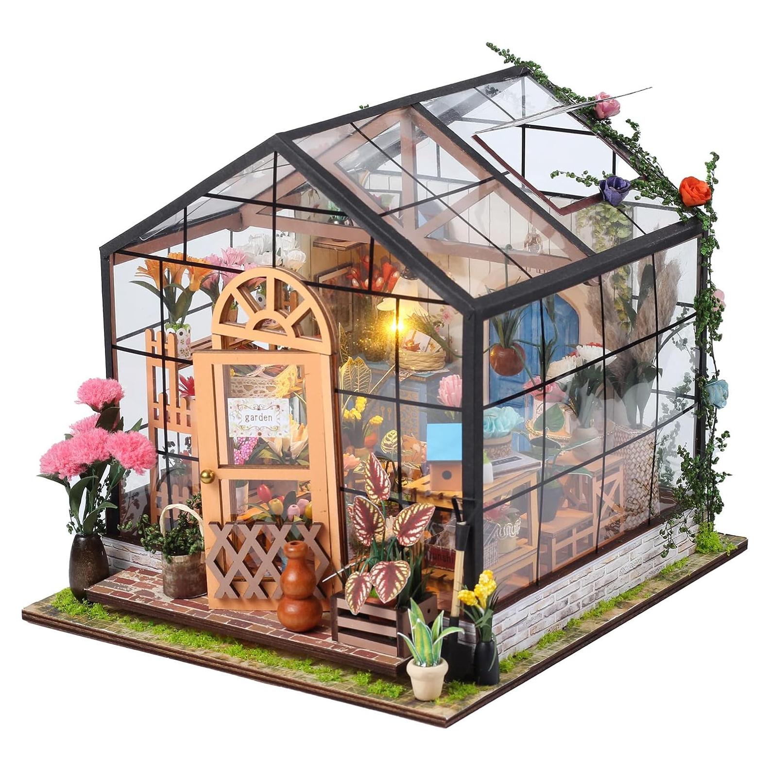 Kit de Casa Miniatura DIY Insgen TSZH201 Invernadero Verde 1:24