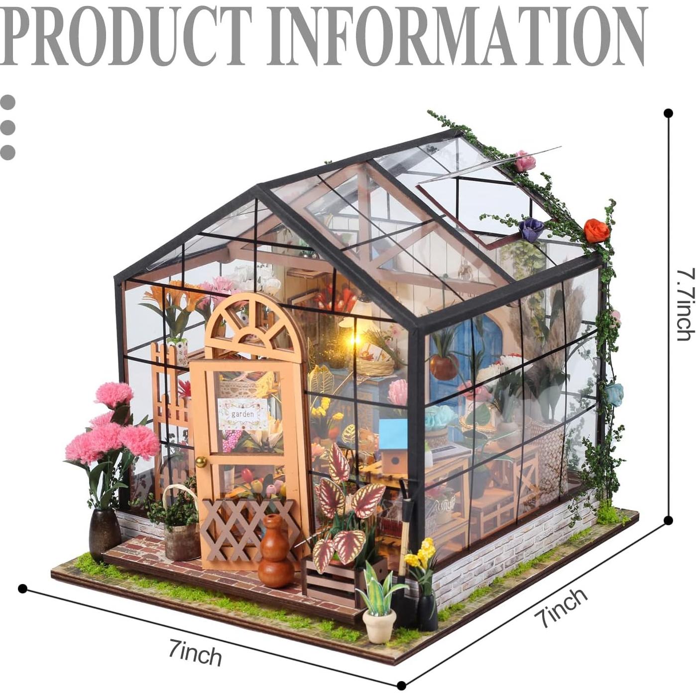 Kit de Casa Miniatura DIY Insgen TSZH201 Invernadero Verde 1:24