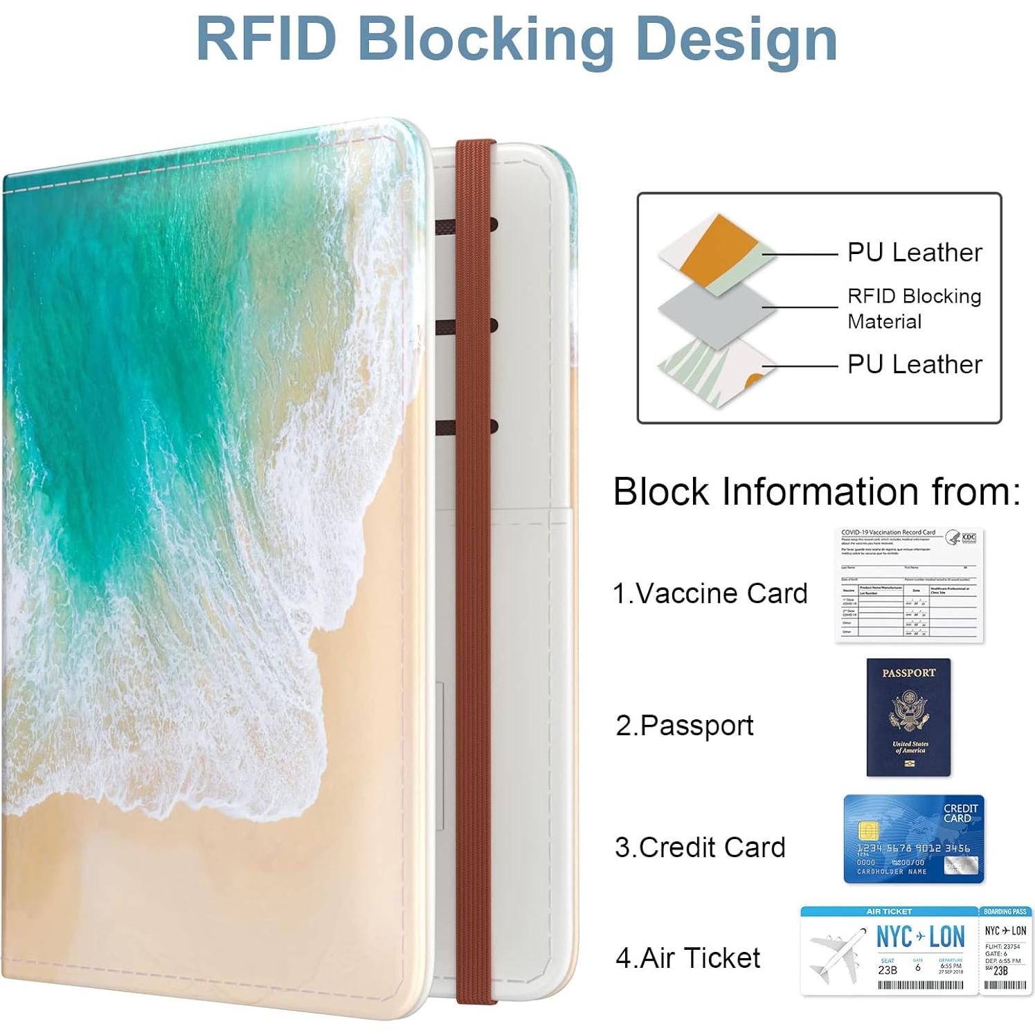 Portapasaportes Hsxnam Playa, Protección RFID, Compacto y Ligero