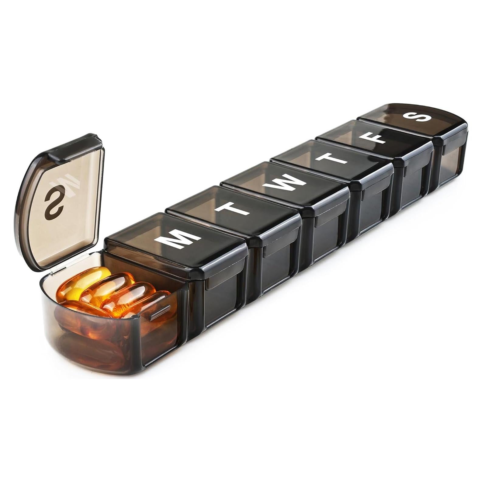 Organizador de Pastillas XL Semanal IUPACK - 7 Días, Negro