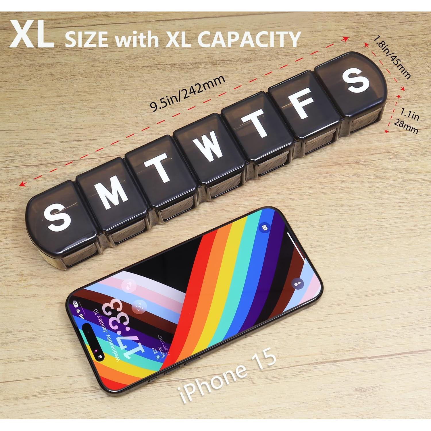 Organizador de Pastillas XL Semanal IUPACK - 7 Días, Negro