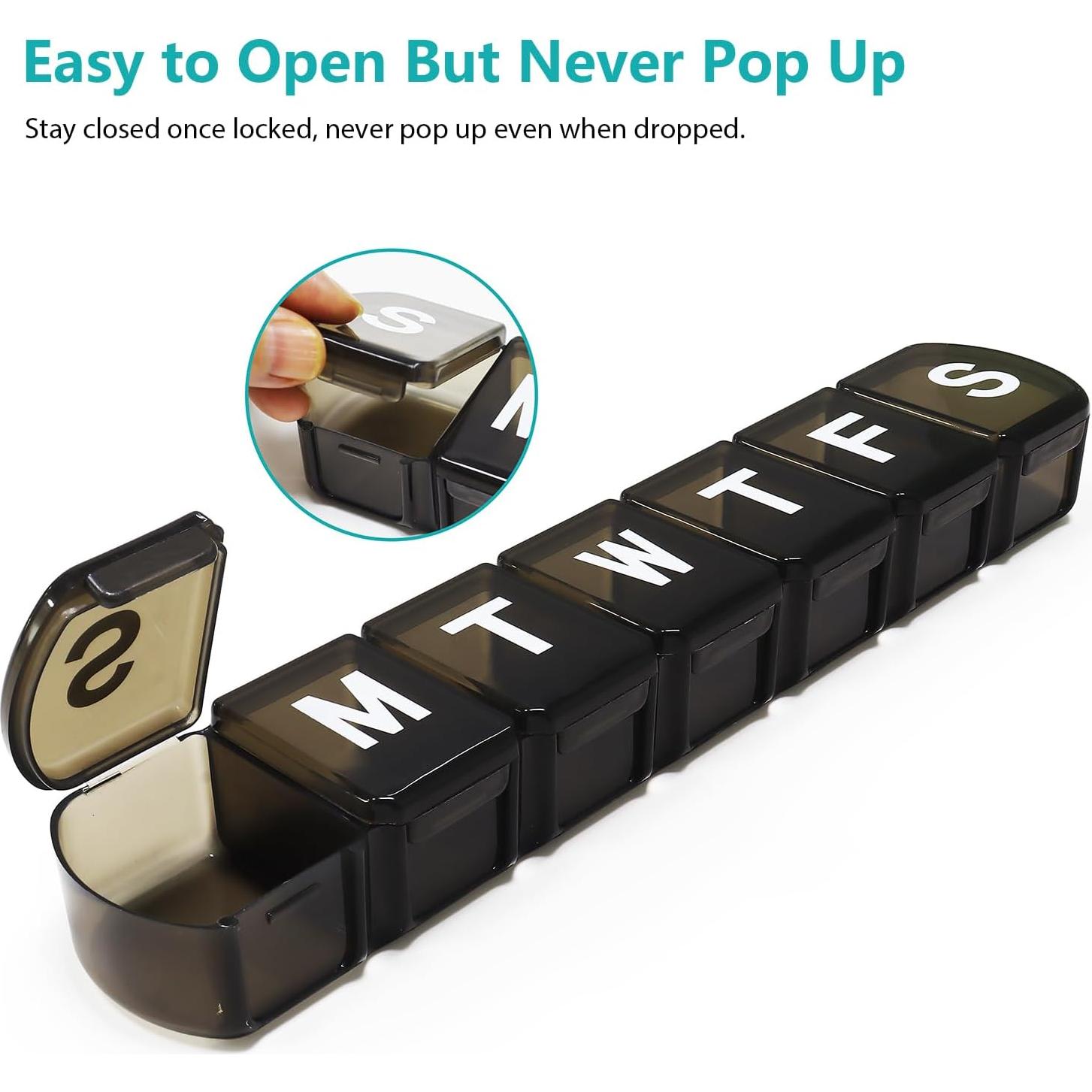 Organizador de Pastillas XL Semanal IUPACK - 7 Días, Negro