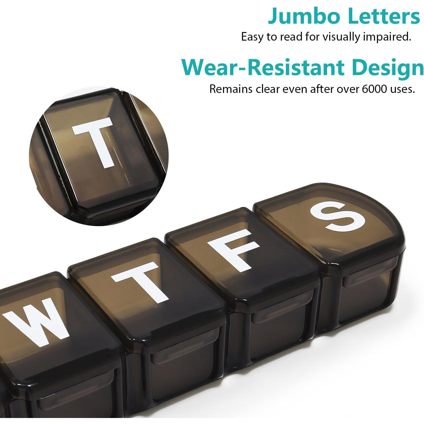 Organizador de Pastillas XL Semanal IUPACK - 7 Días, Negro