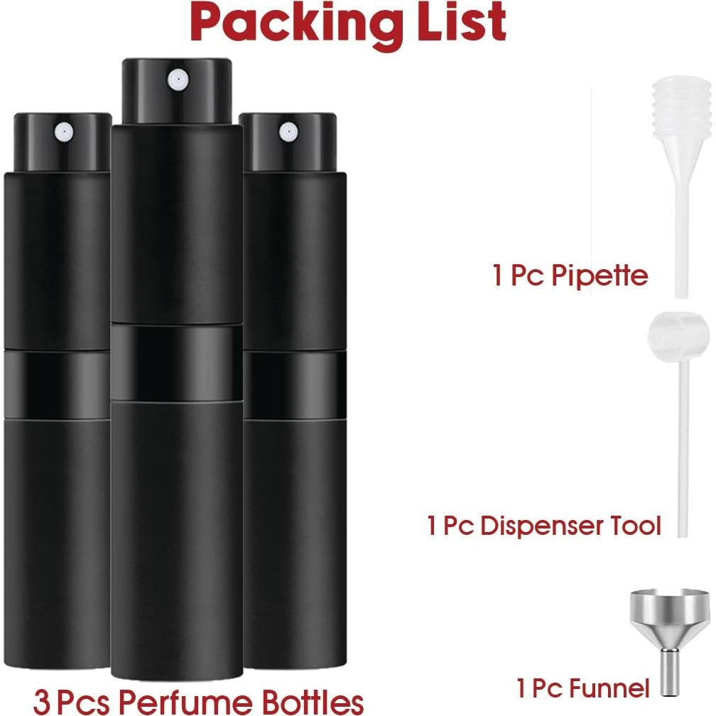 Atomizador de Perfume Recargable Ruzar 8ml - Paquete de 3