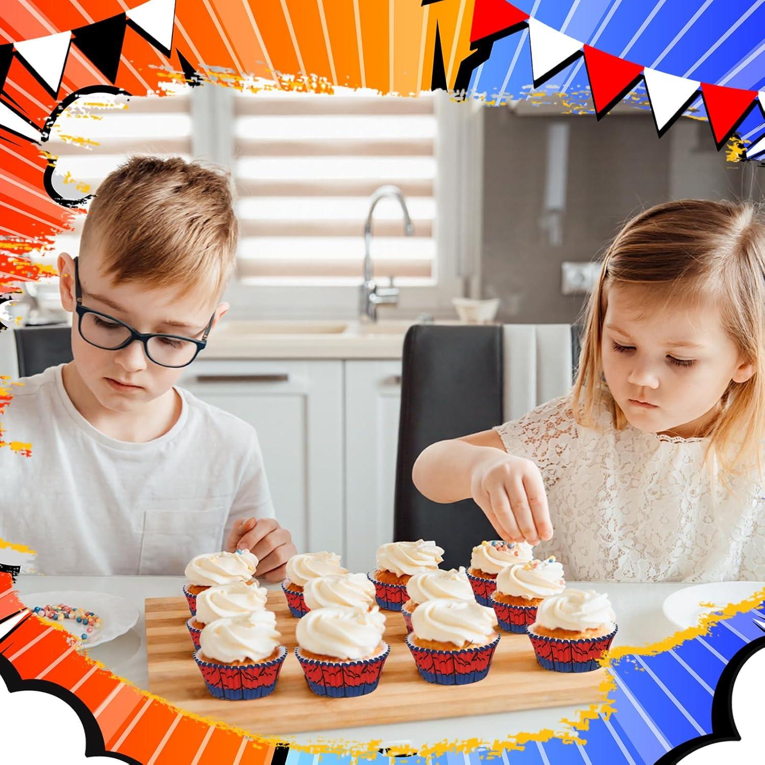 300 Forros de Papel para Cupcakes Reallnaive Rojo y Azul