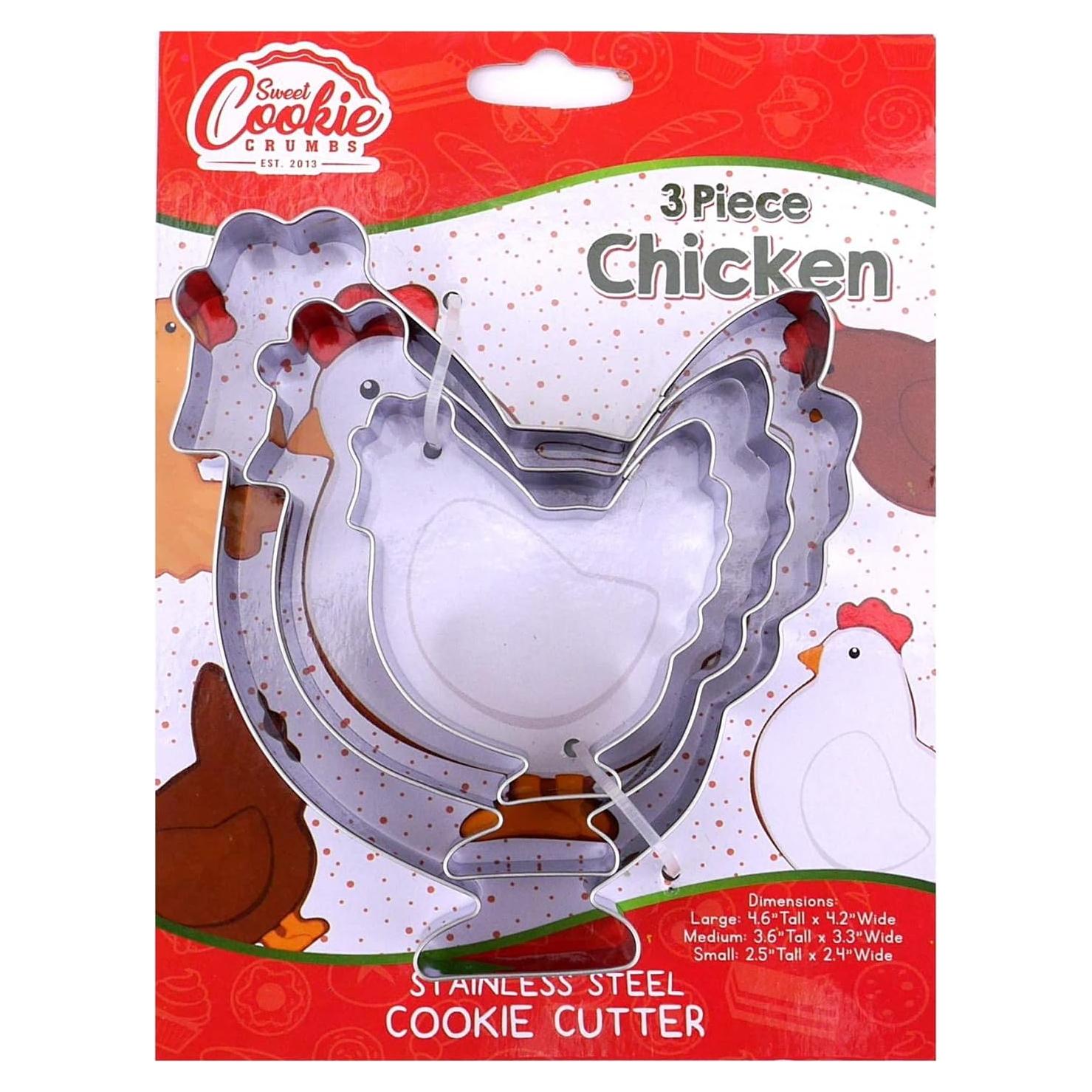 Juego de Cortadores de Galletas Pollo Sweet Cookie Crumbs 3 Pzas