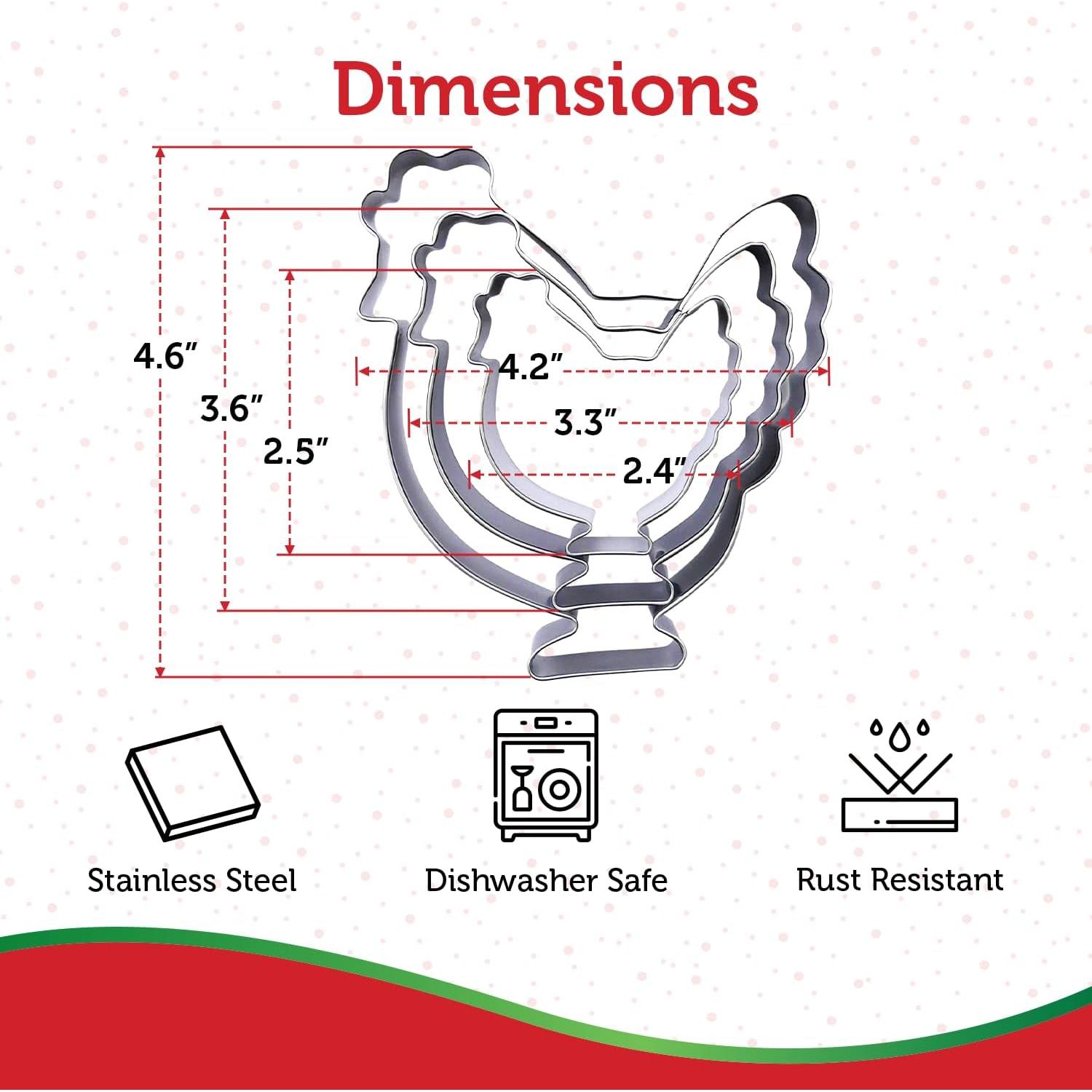 Juego de Cortadores de Galletas Pollo Sweet Cookie Crumbs 3 Pzas