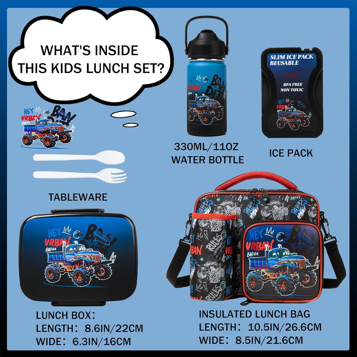 Set Caja Bento Niños Oruiji 5 Compartimentos + Botella 330ml