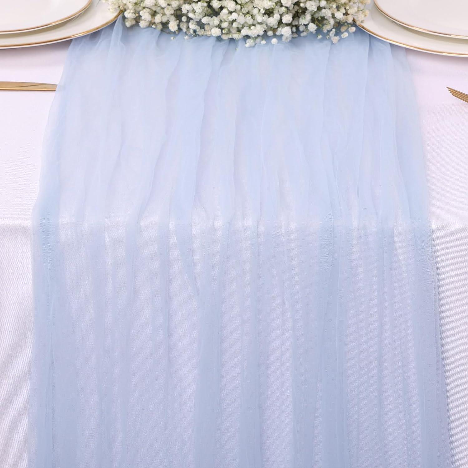 Caminito de Mesa de Gasa Azul 3.05m TuTive Decoración Boho