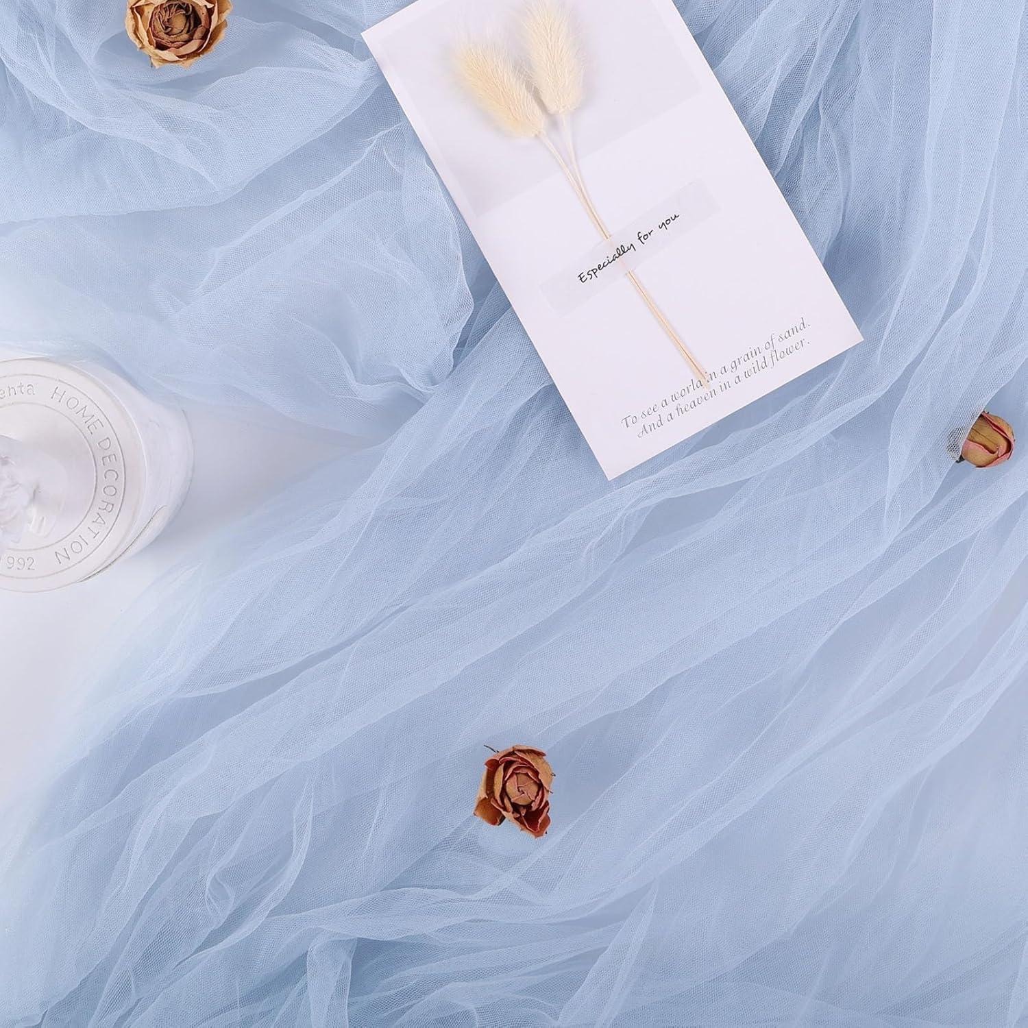 Caminito de Mesa de Gasa Azul 3.05m TuTive Decoración Boho