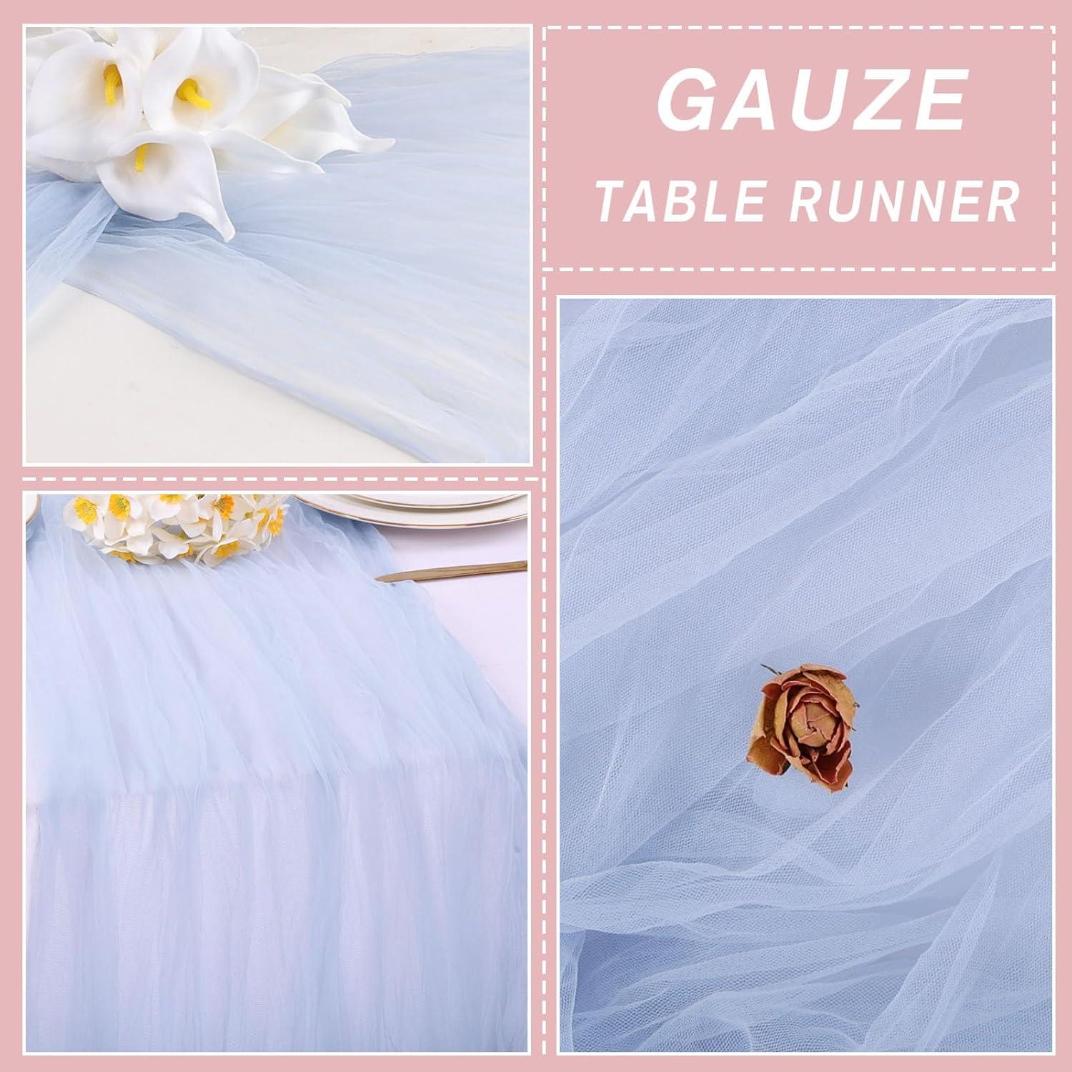 Caminito de Mesa de Gasa Azul 3.05m TuTive Decoración Boho