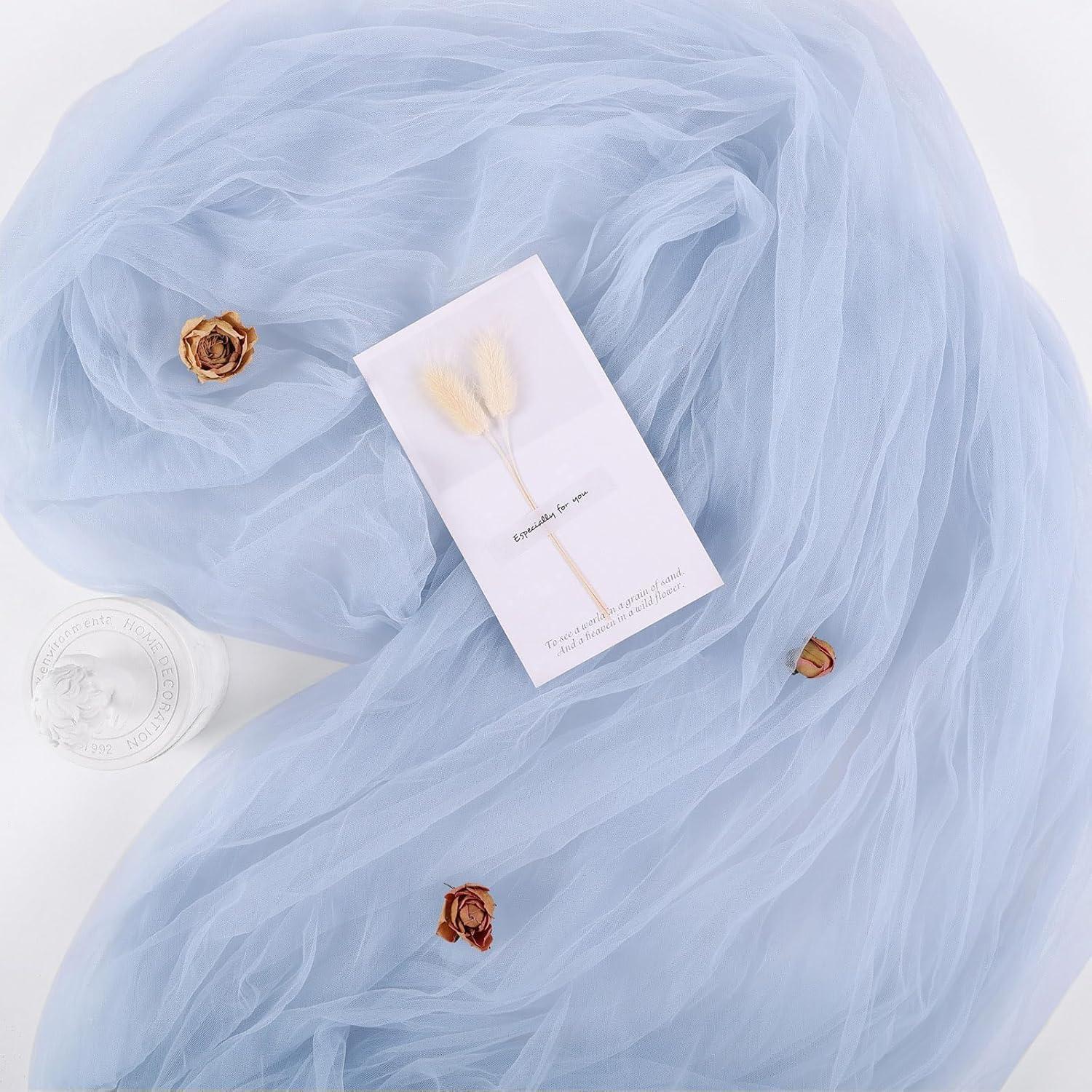 Caminito de Mesa de Gasa Azul 3.05m TuTive Decoración Boho