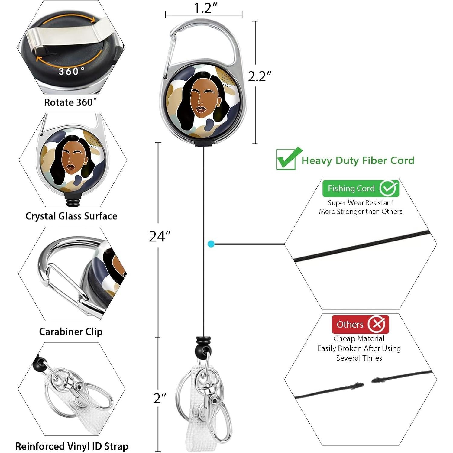 Portatarjetas Retráctil Lebrocoli con Clip para Identificación