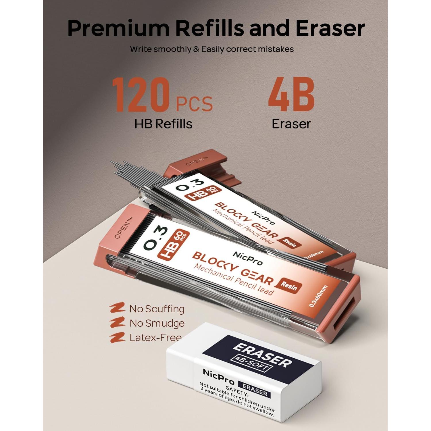 Conjunto de Lápices Mecánicos Nicpro Blocky Gear 0.3mm en Estuche