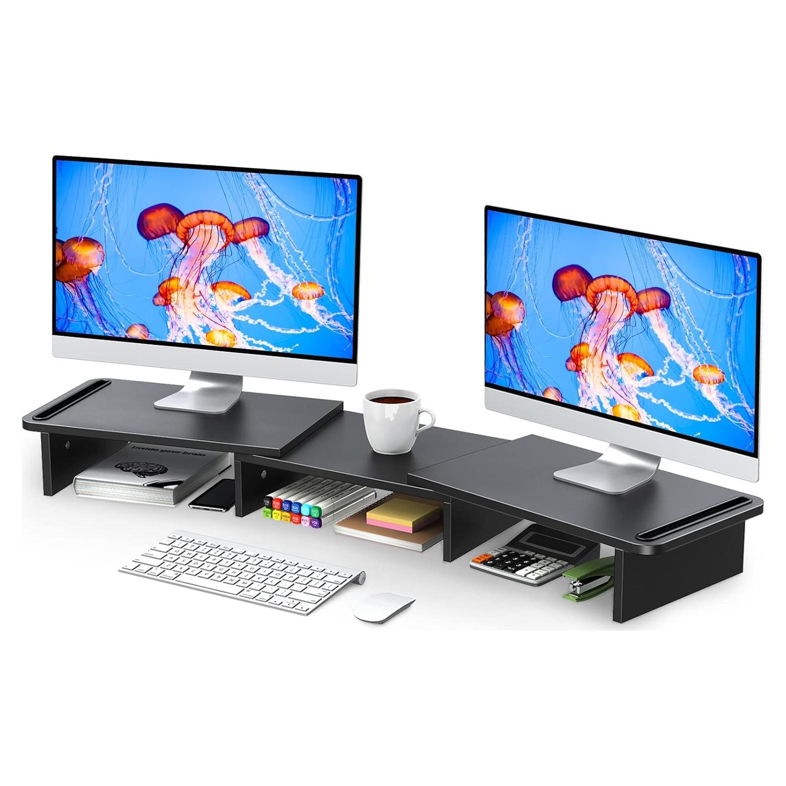 Soporte Doble Monitor Zimilar Ajustable de Madera 3.46kg