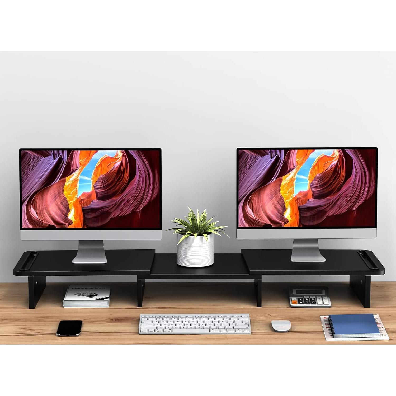 Soporte Doble Monitor Zimilar Ajustable de Madera 3.46kg