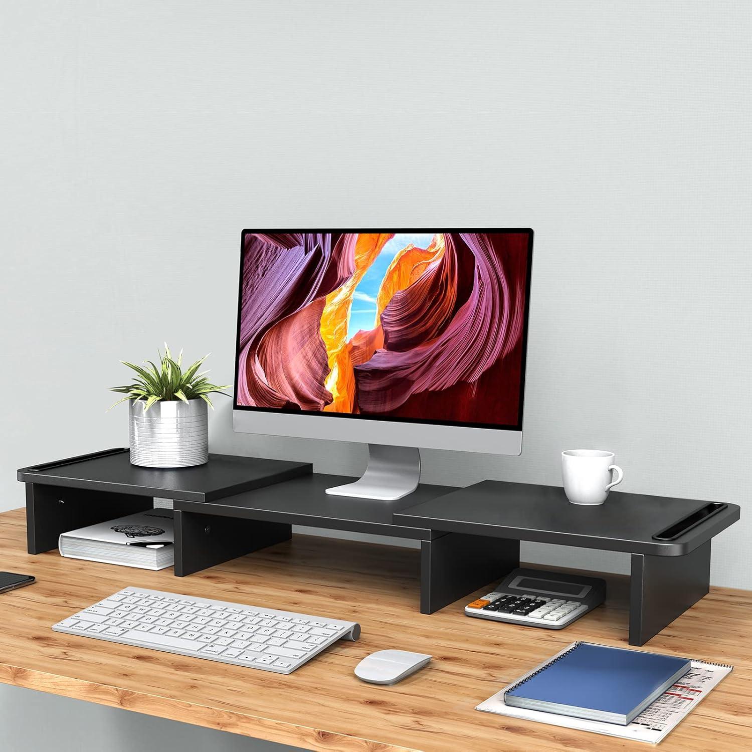 Soporte Doble Monitor Zimilar Ajustable de Madera 3.46kg