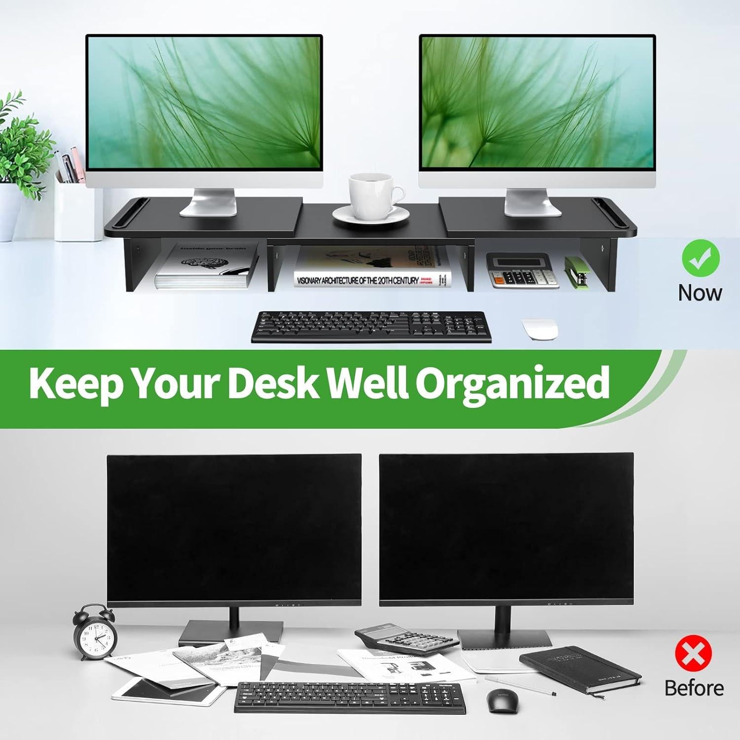 Soporte Doble Monitor Zimilar Ajustable de Madera 3.46kg