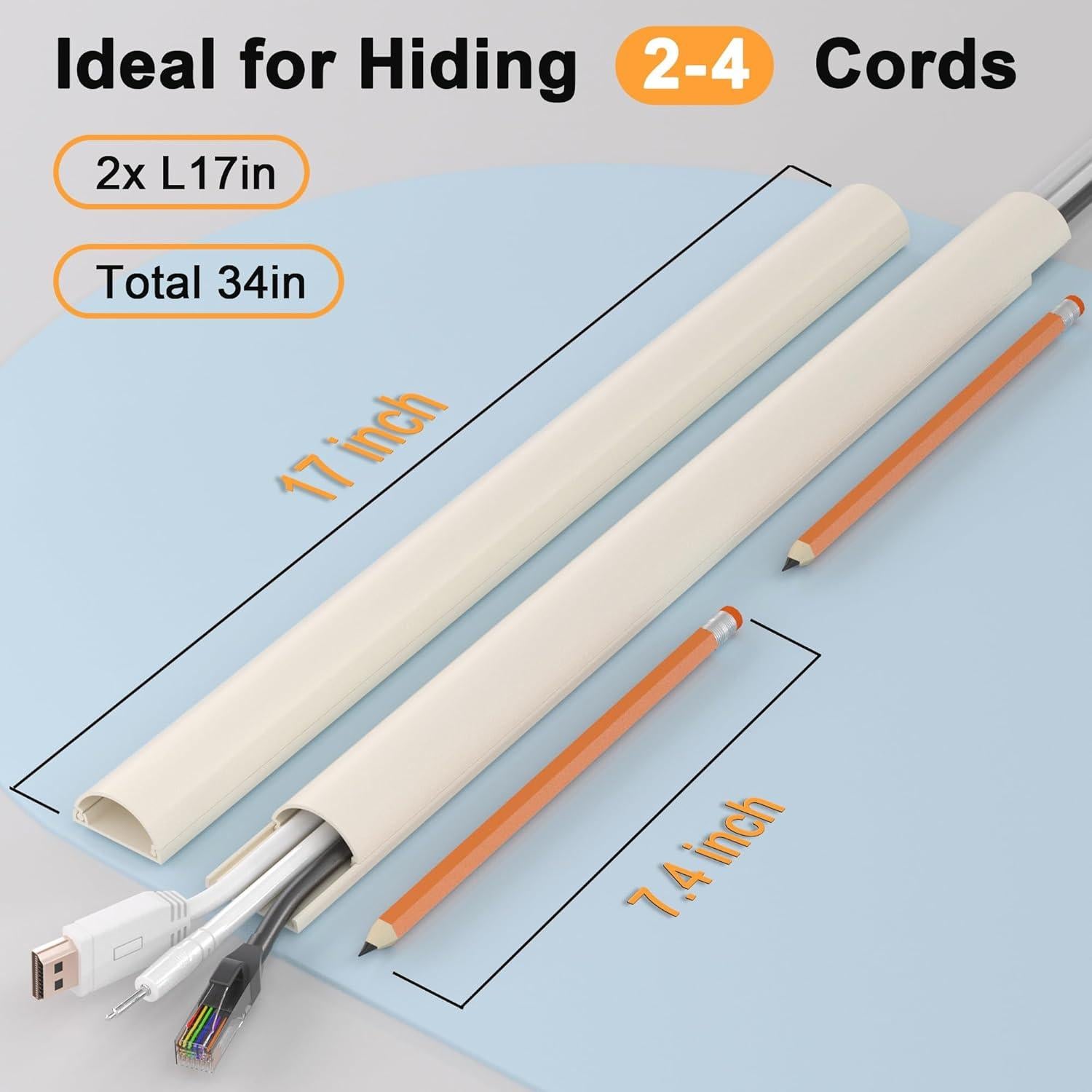 Ocultador de Cables ZhiYo 86cm Beige para 2-4 Cables