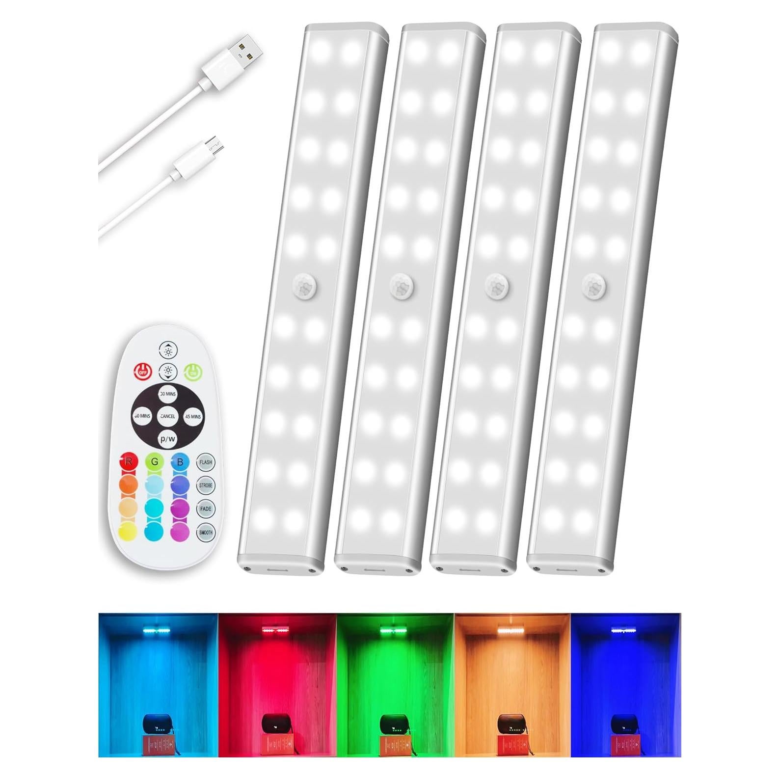 Luces LED Bajo Gabinete Inalámbricas LAJOSO 4 Paquetes RGB